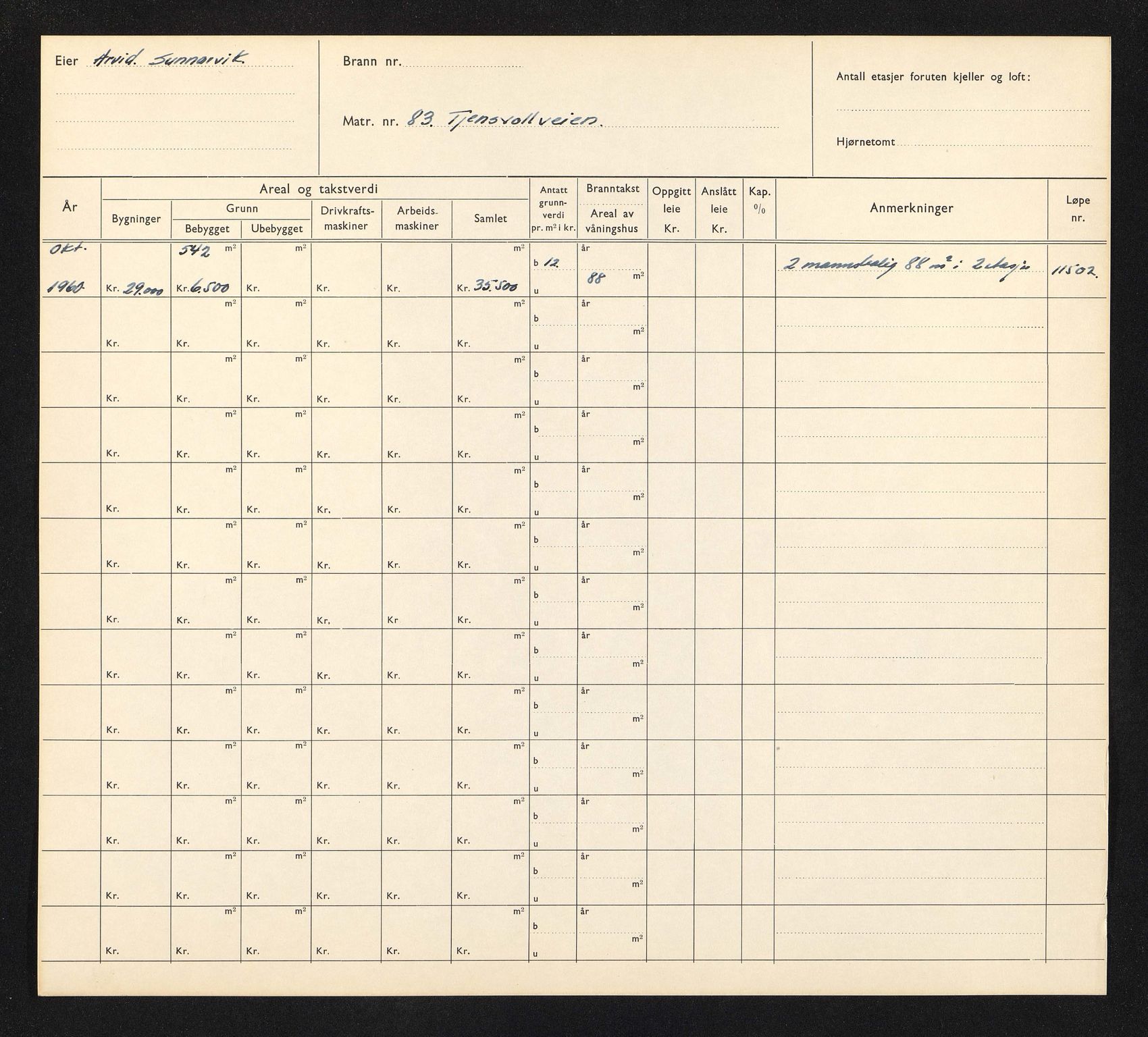 Stavanger kommune. Skattetakstvesenet, BYST/A-0440/F/Fa/Faa/L0043/0001: Skattetakstkort / Tjensvollveien 81 - Tjodolvs gate - Tjuvholmen - Torbjørn Hornkloves gate 5