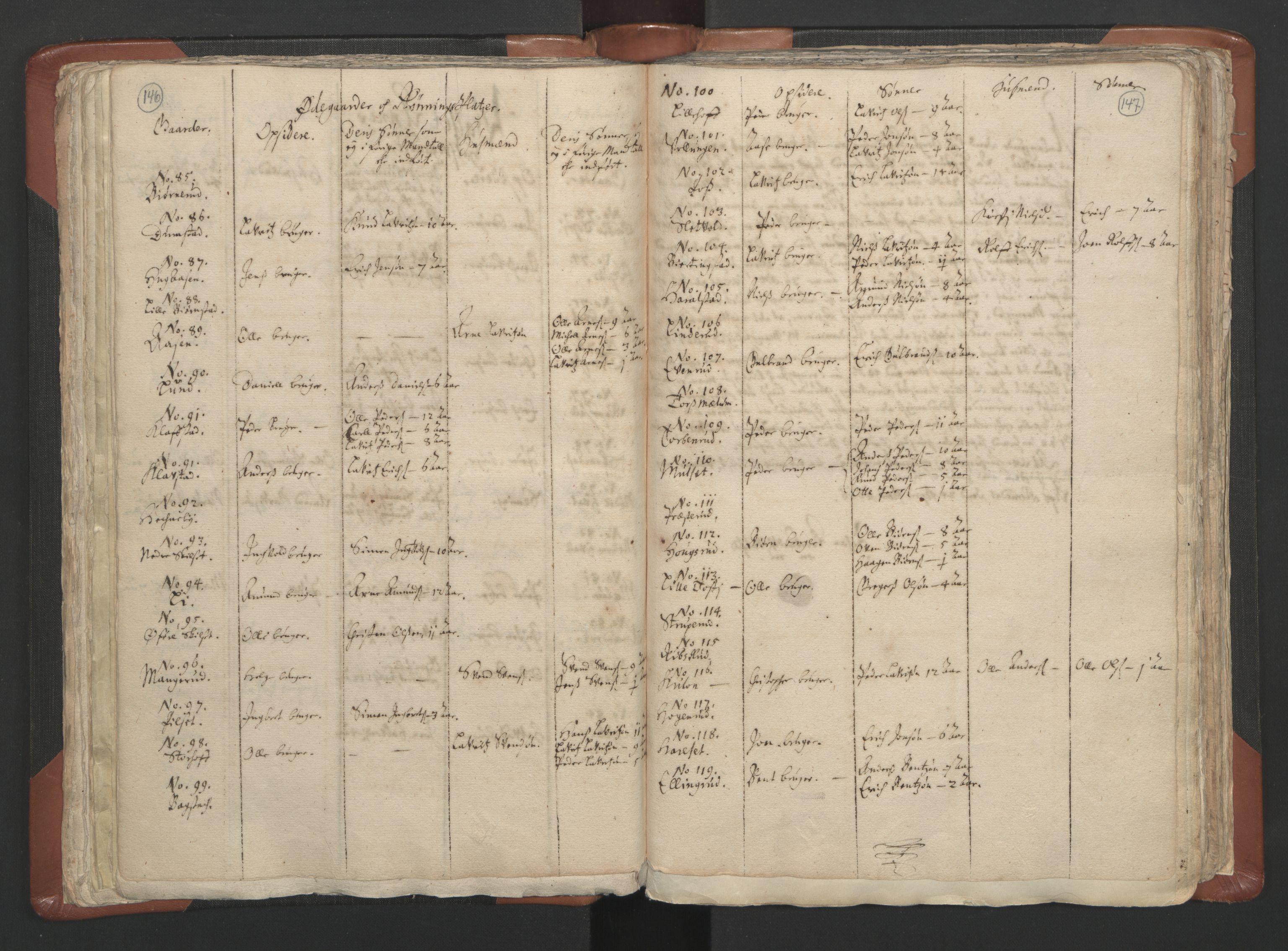 RA, Vicar's Census 1664-1666, no. 5: Hedmark deanery, 1664-1666, p. 146-147