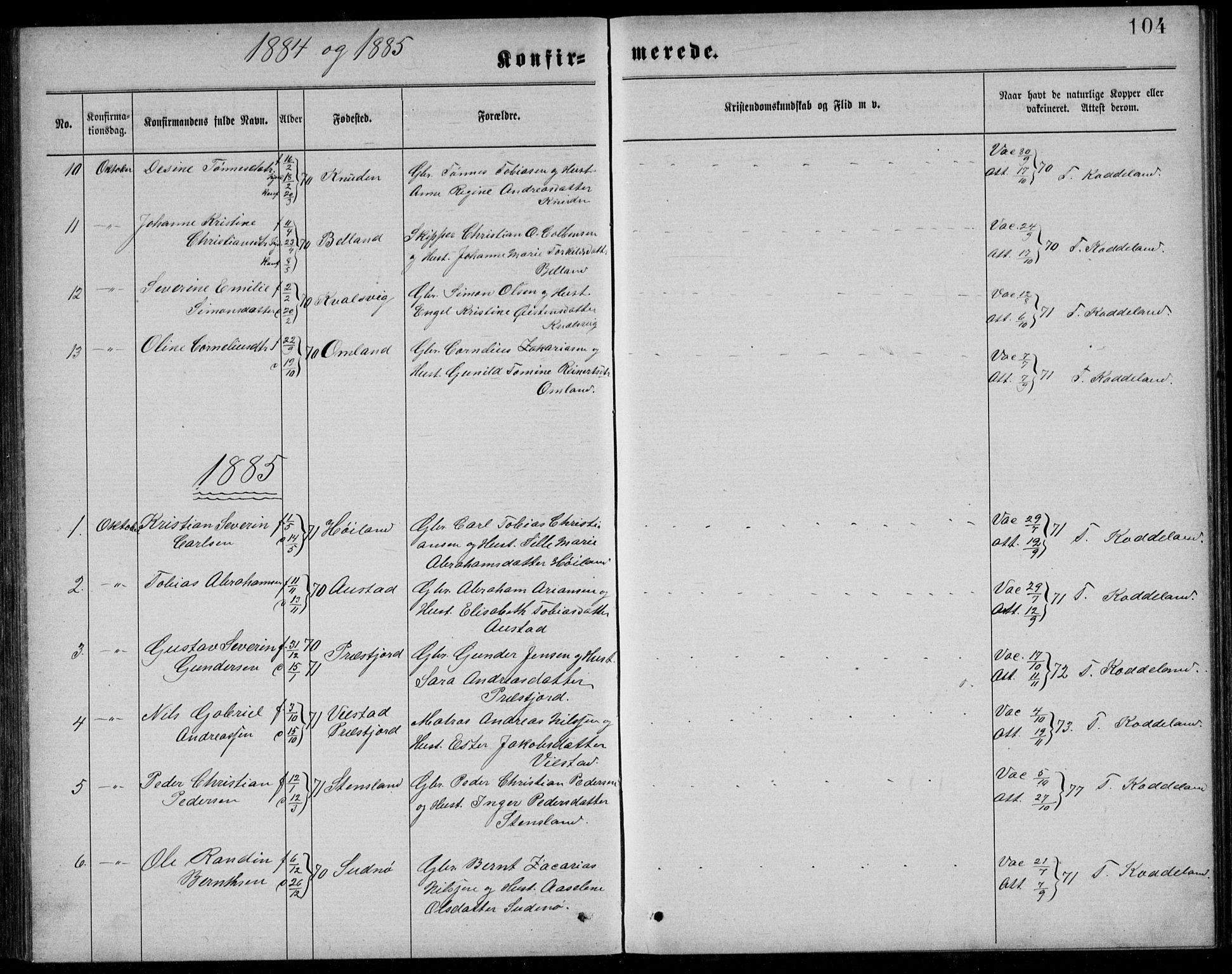 Lyngdal sokneprestkontor, AV/SAK-1111-0029/F/Fb/Fba/L0002: Parish register (copy) no. B 2, 1876-1886, p. 104