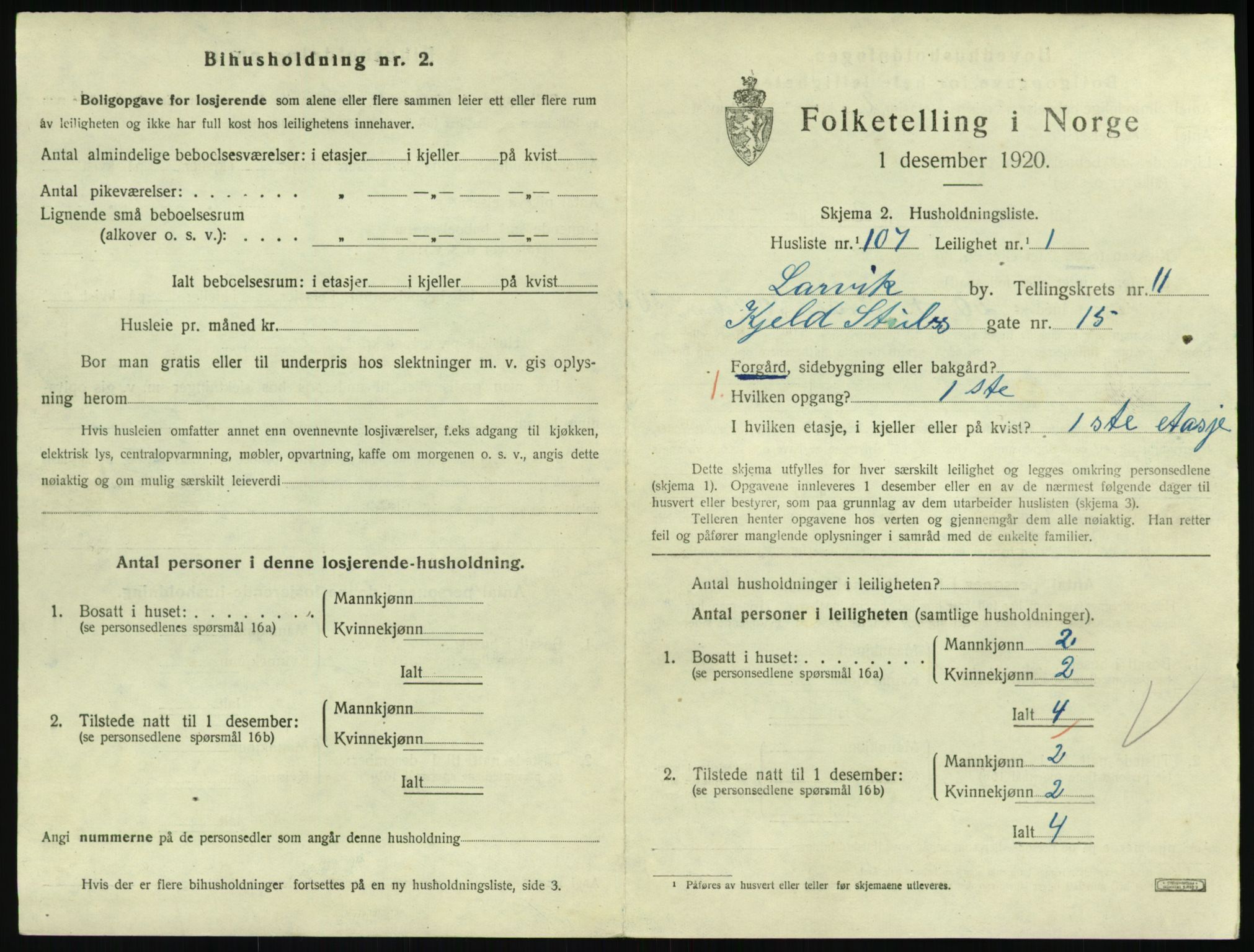 SAKO, 1920 census for Larvik, 1920, p. 8370