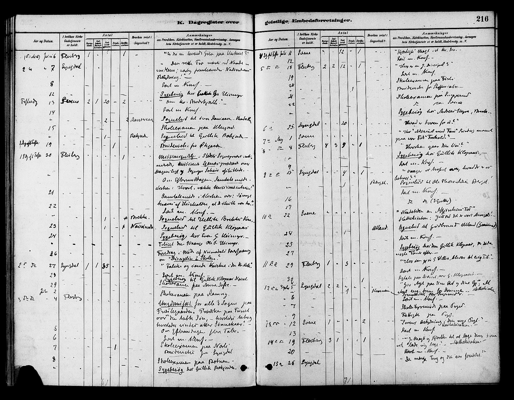 Flesberg kirkebøker, AV/SAKO-A-18/F/Fb/L0001: Parish register (official) no. II 1, 1879-1907, p. 216