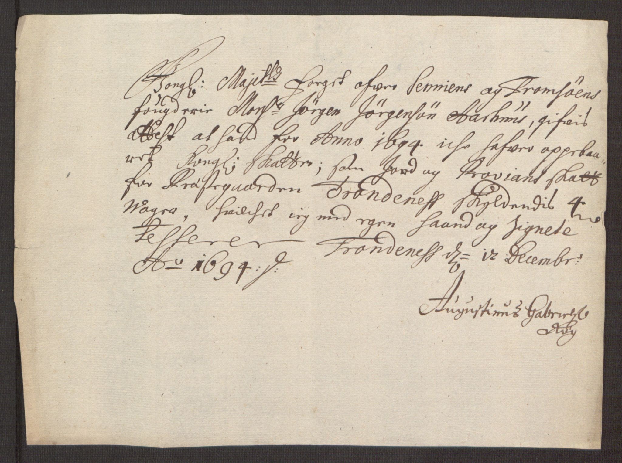 Rentekammeret inntil 1814, Reviderte regnskaper, Fogderegnskap, RA/EA-4092/R68/L4753: Fogderegnskap Senja og Troms, 1694-1696, p. 131