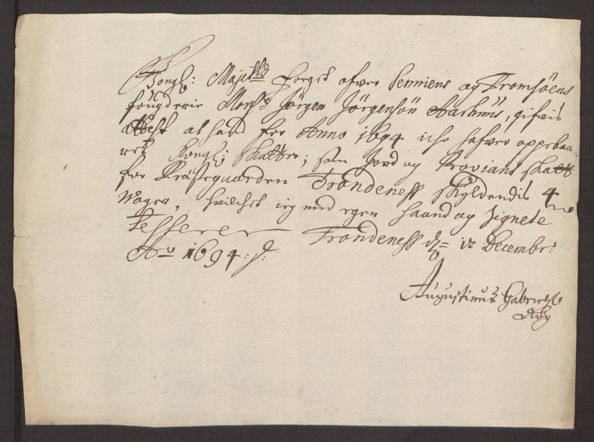 Rentekammeret inntil 1814, Reviderte regnskaper, Fogderegnskap, AV/RA-EA-4092/R68/L4753: Fogderegnskap Senja og Troms, 1694-1696, p. 131