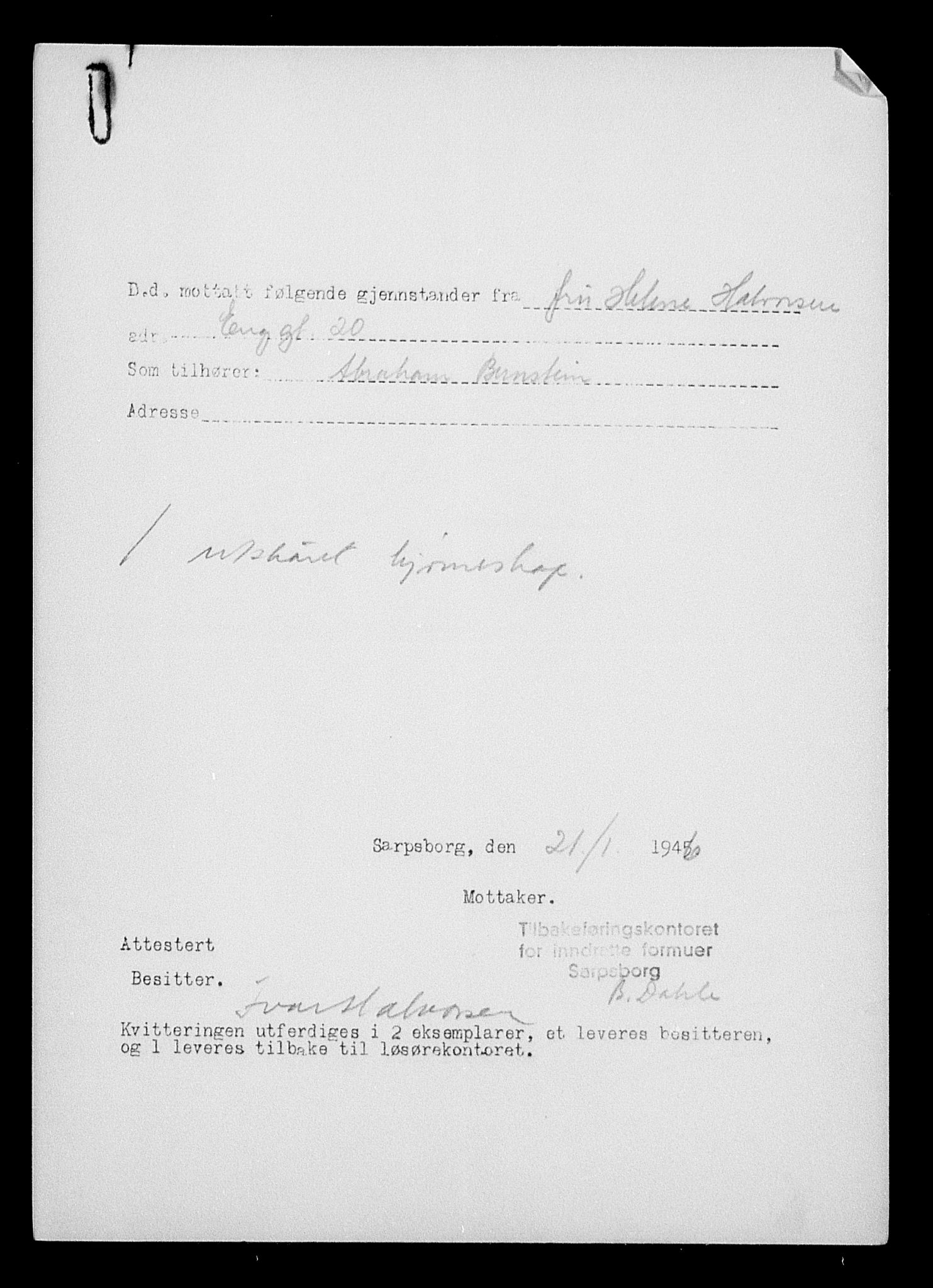 Justisdepartementet, Tilbakeføringskontoret for inndratte formuer, AV/RA-S-1564/H/Hc/Hcd/L0991: --, 1945-1947, p. 195