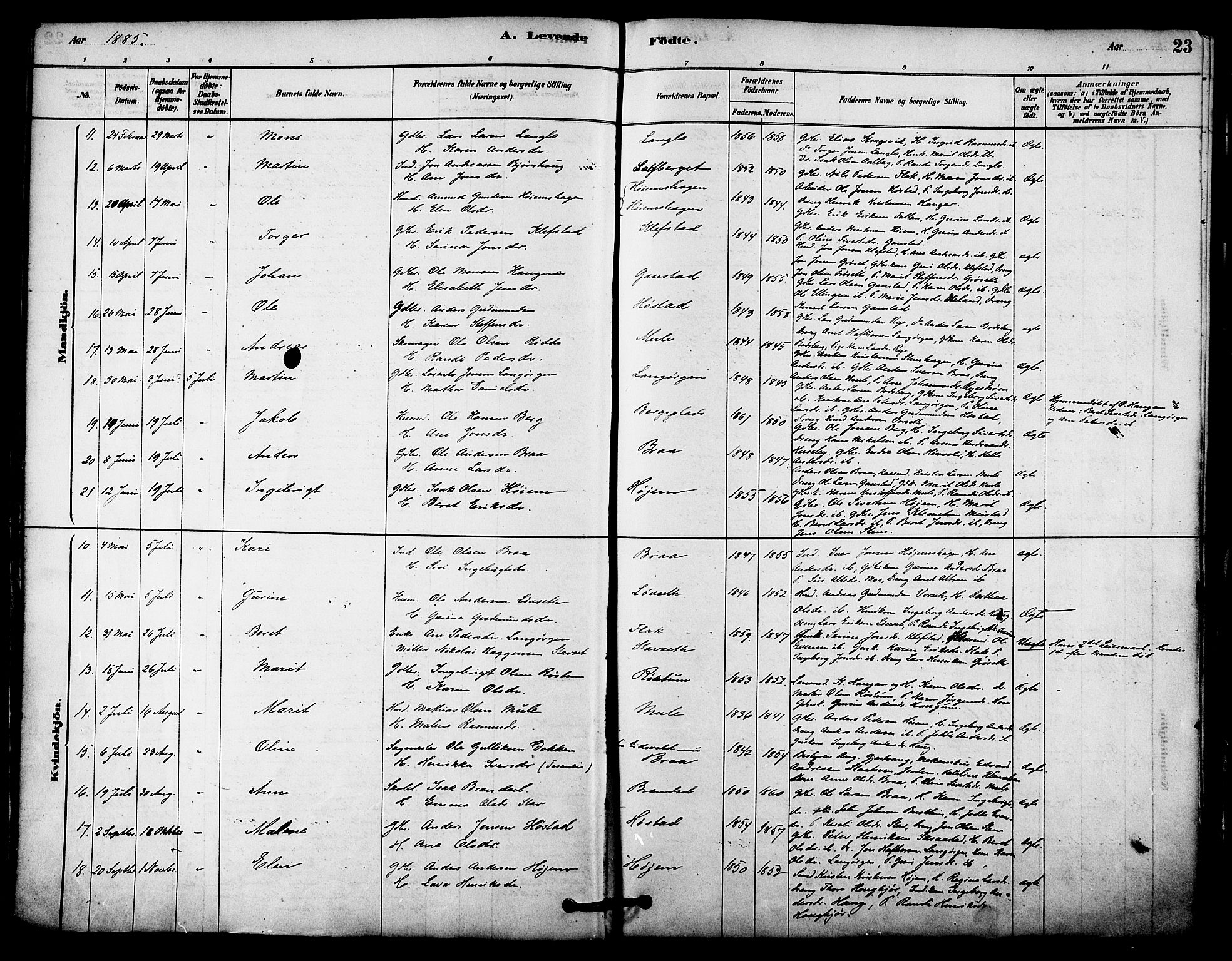 Ministerialprotokoller, klokkerbøker og fødselsregistre - Sør-Trøndelag, SAT/A-1456/612/L0378: Parish register (official) no. 612A10, 1878-1897, p. 23
