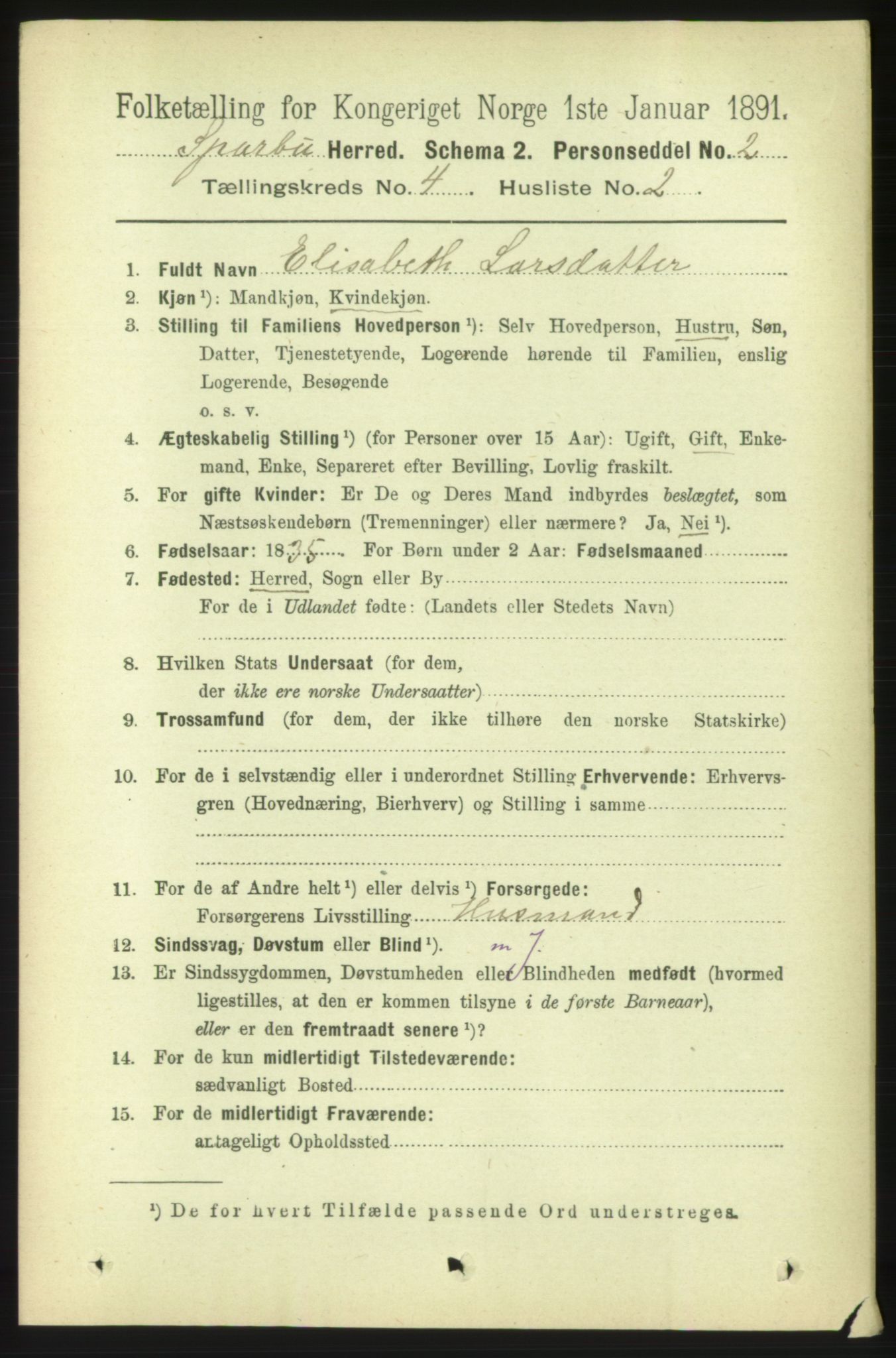 RA, 1891 census for 1731 Sparbu, 1891, p. 1374