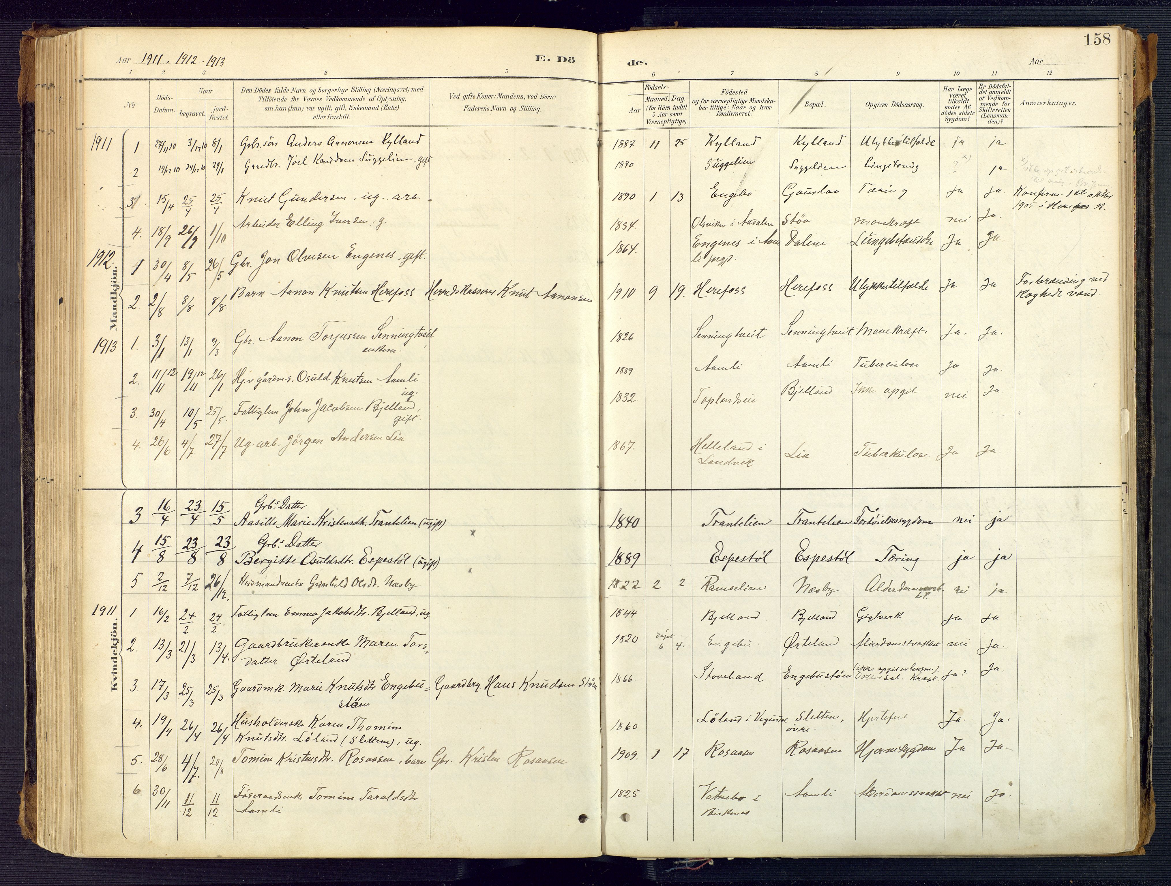 Herefoss sokneprestkontor, AV/SAK-1111-0019/F/Fa/Faa/L0003: Parish register (official) no. A 3, 1887-1930, p. 158