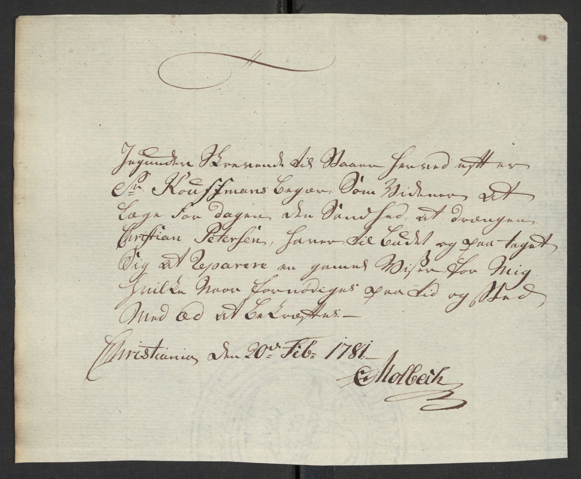 Oslo politidistrikt, AV/SAO-A-10085/D/Da/L0003: Innkomne brev, pro memoria m.v., 1781, p. 296