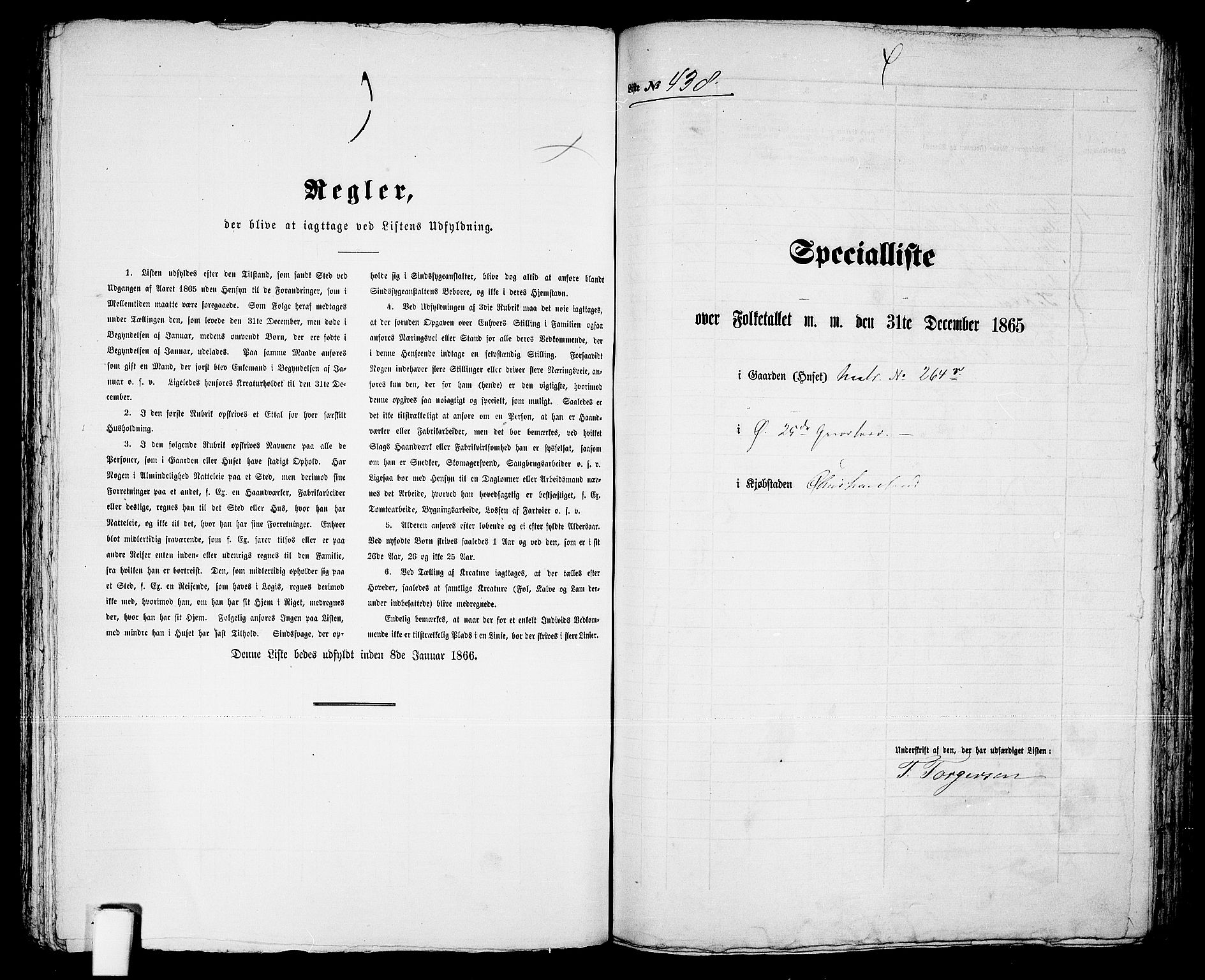 RA, 1865 census for Kristiansand, 1865, p. 896