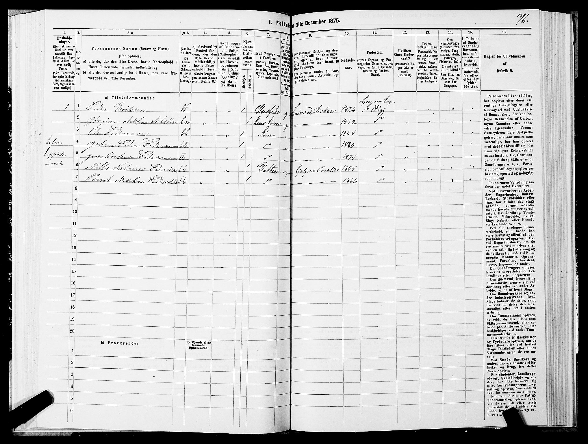 SATØ, 1875 census for 1938P Lyngen, 1875, p. 4076