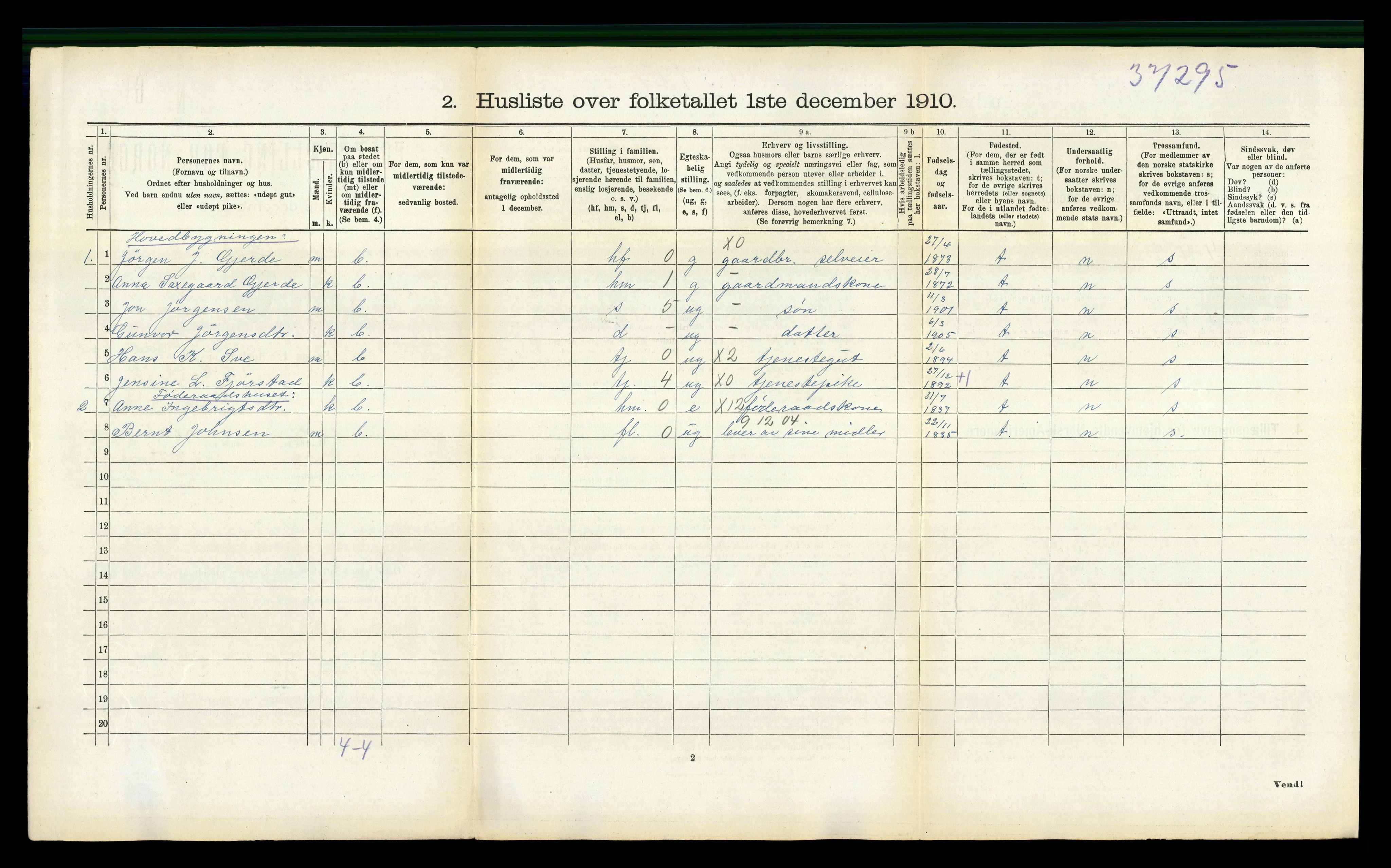 RA, 1910 census for Stranda, 1910, p. 199