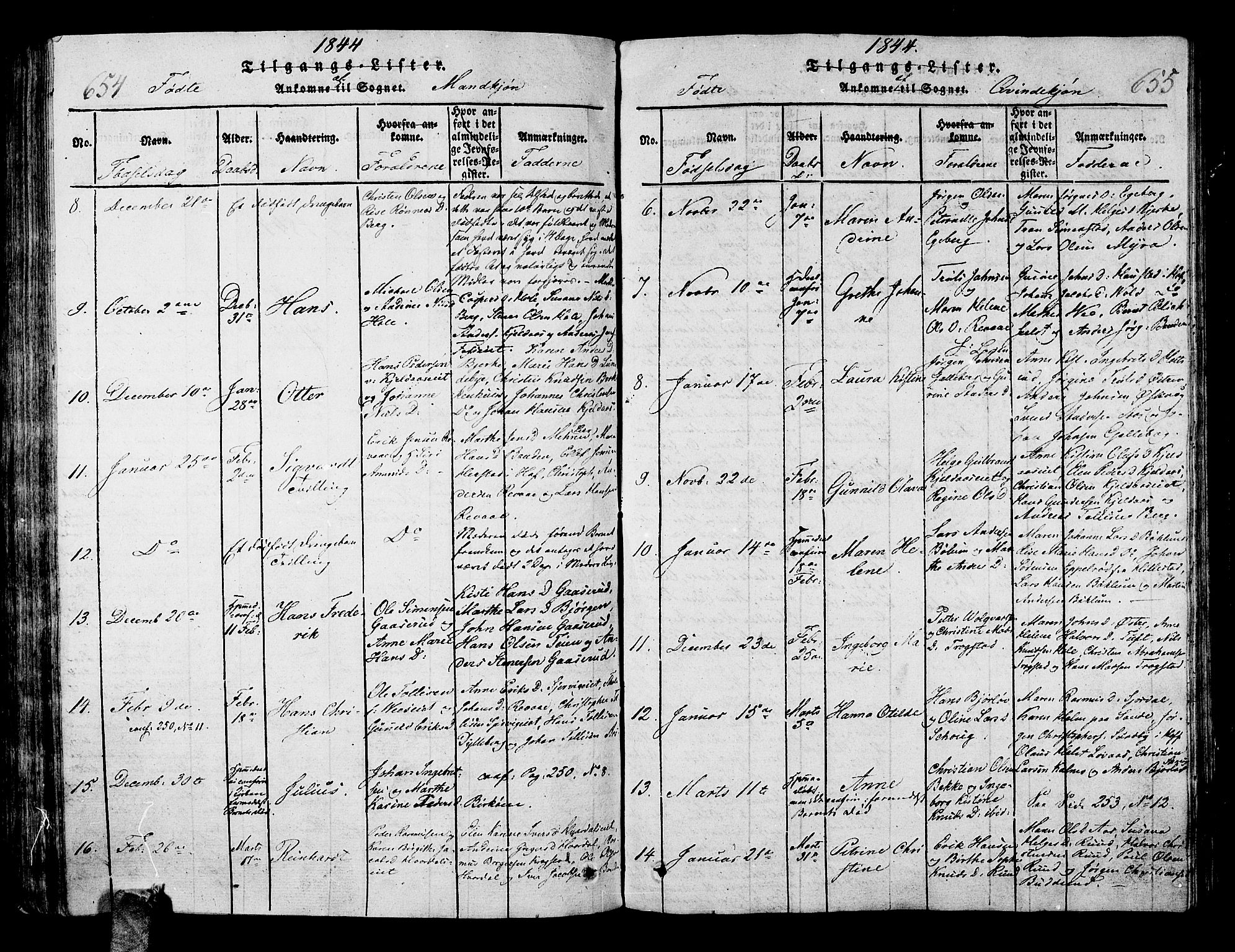 Sande Kirkebøker, SAKO/A-53/G/Ga/L0001: Parish register (copy) no. 1, 1814-1847, p. 654-655