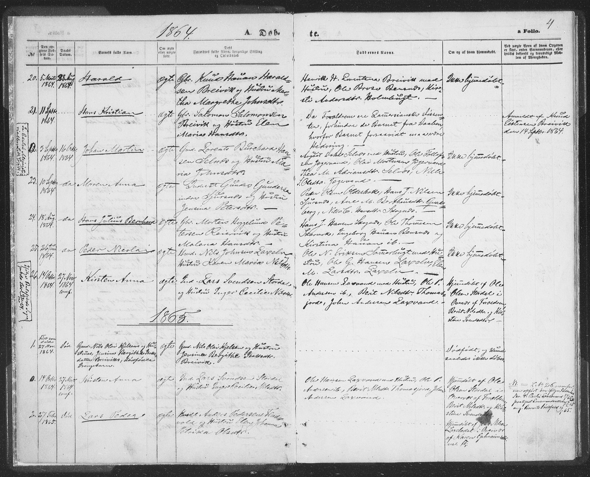Lyngen sokneprestembete, SATØ/S-1289/H/He/Hea/L0009kirke: Parish register (official) no. 9, 1864-1882, p. 4