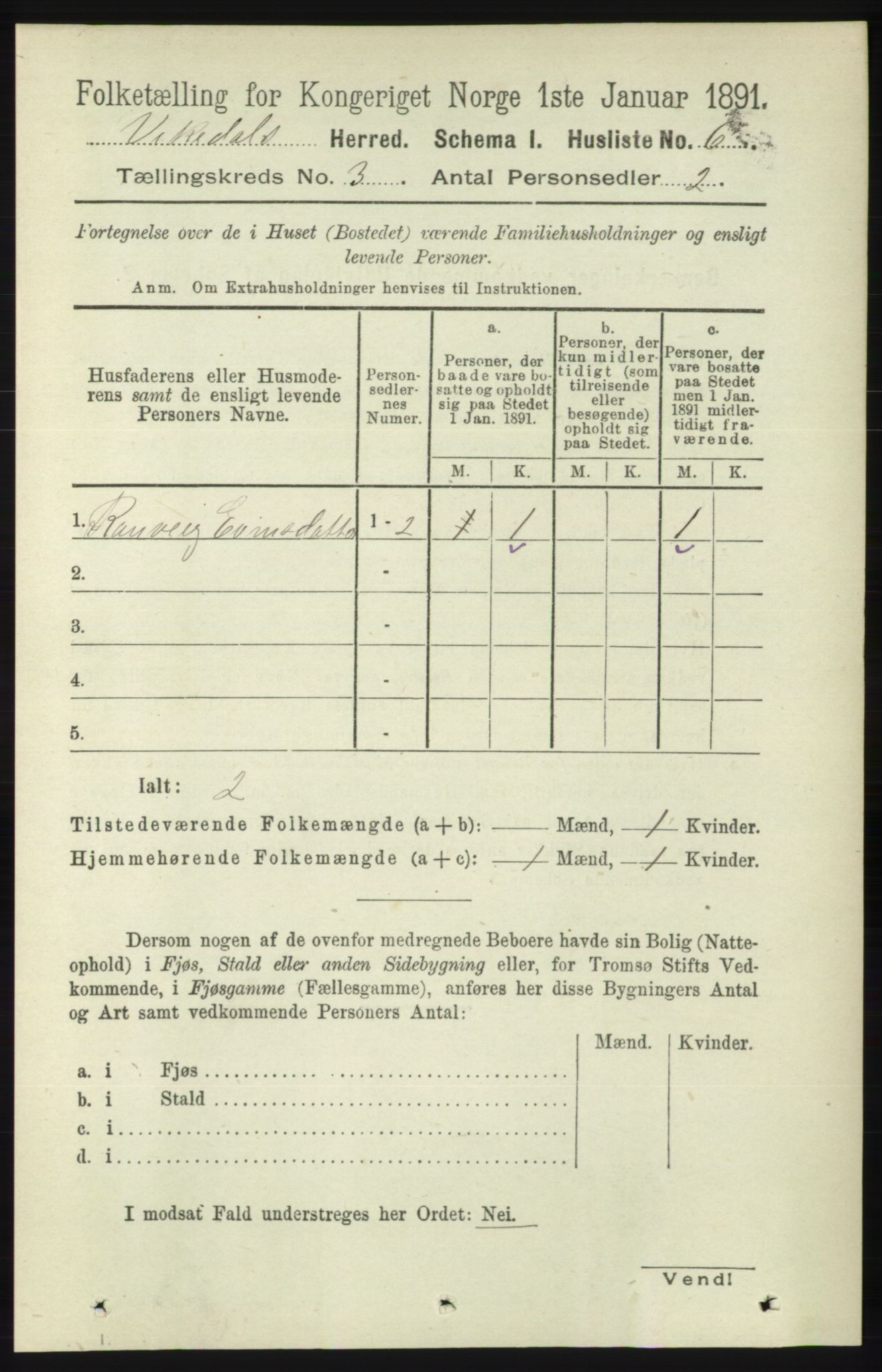 RA, 1891 census for 1157 Vikedal, 1891, p. 682