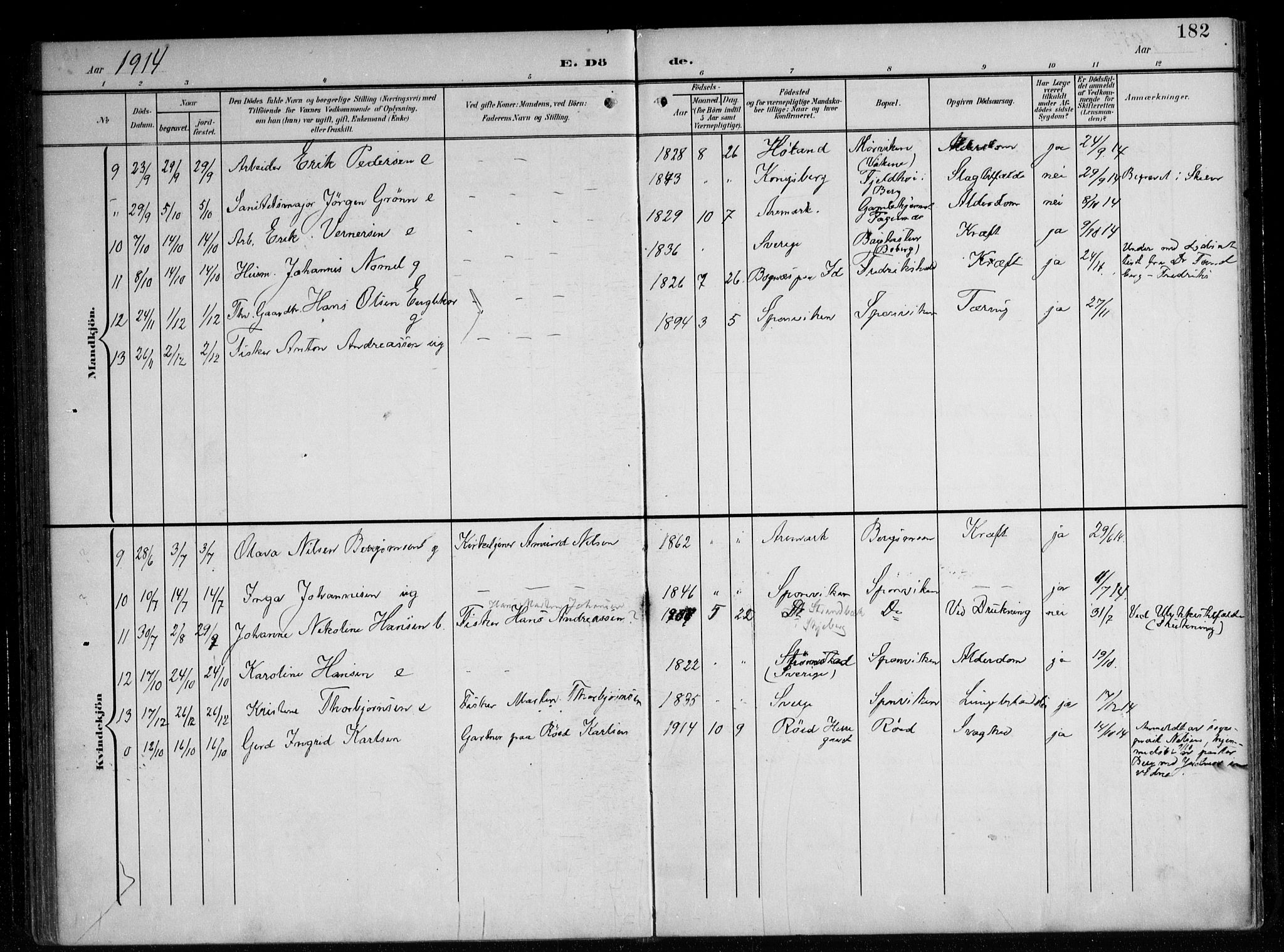 Berg prestekontor Kirkebøker, AV/SAO-A-10902/F/Fa/L0008: Parish register (official) no. I 8, 1902-1920, p. 182