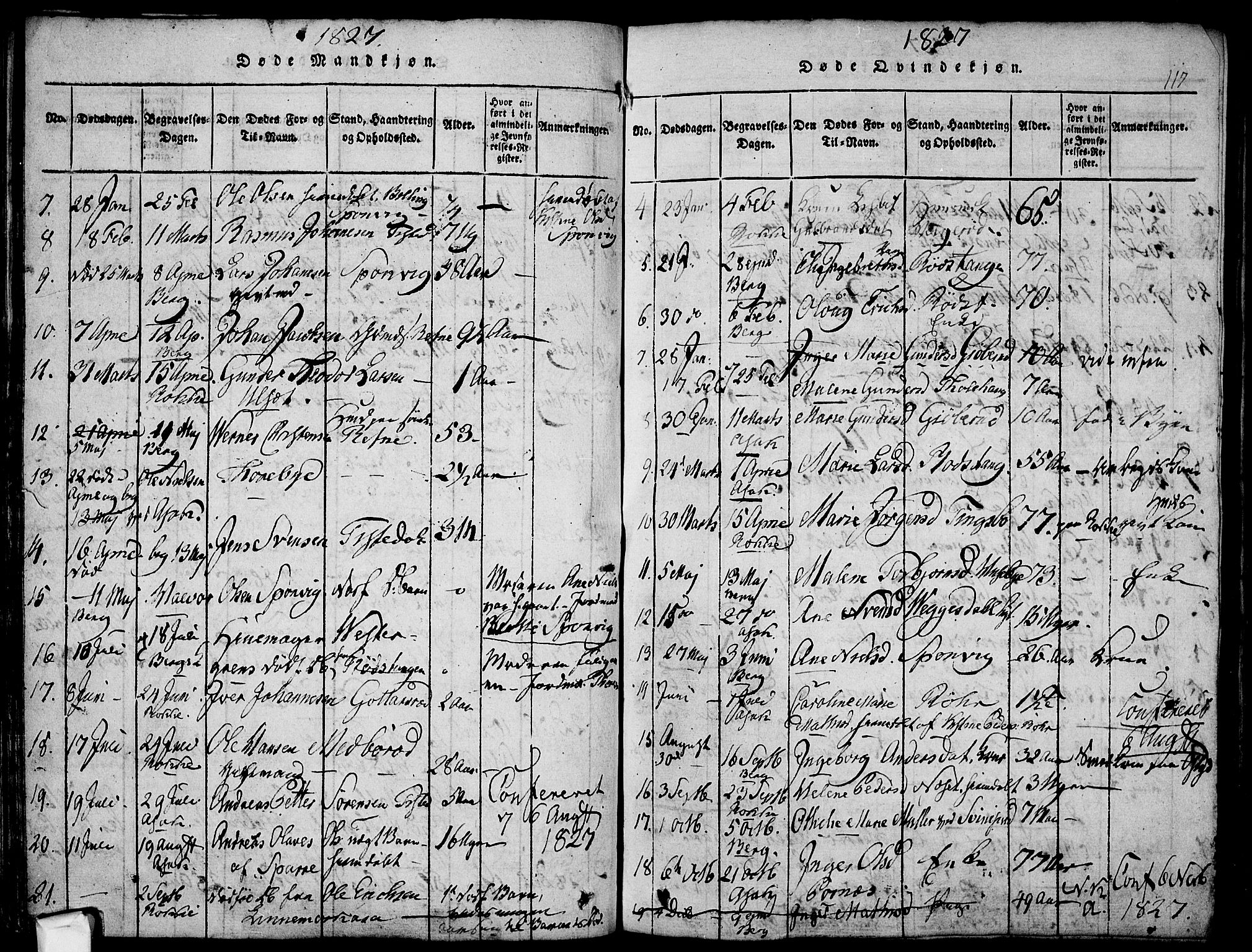 Berg prestekontor Kirkebøker, SAO/A-10902/F/Fa/L0002: Parish register (official) no. I 2, 1815-1831, p. 117