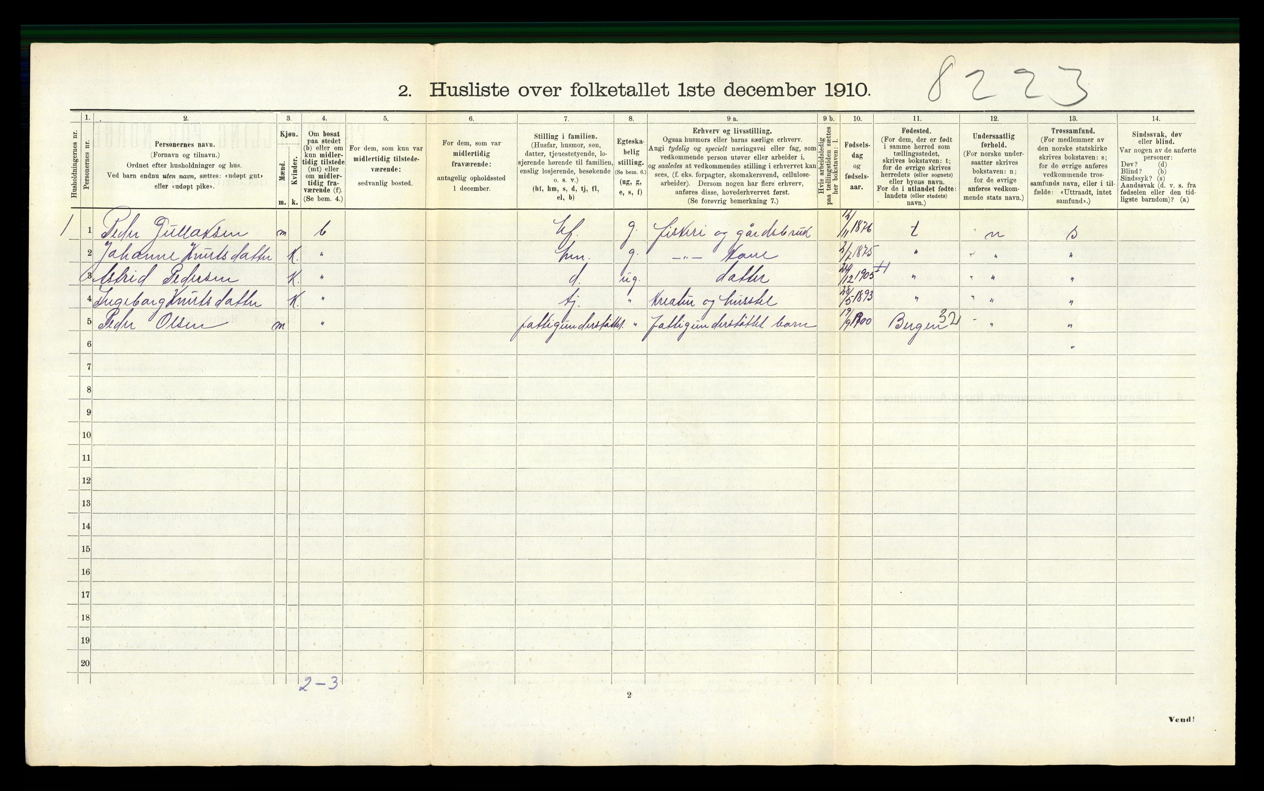 RA, 1910 census for Selje, 1910, p. 753