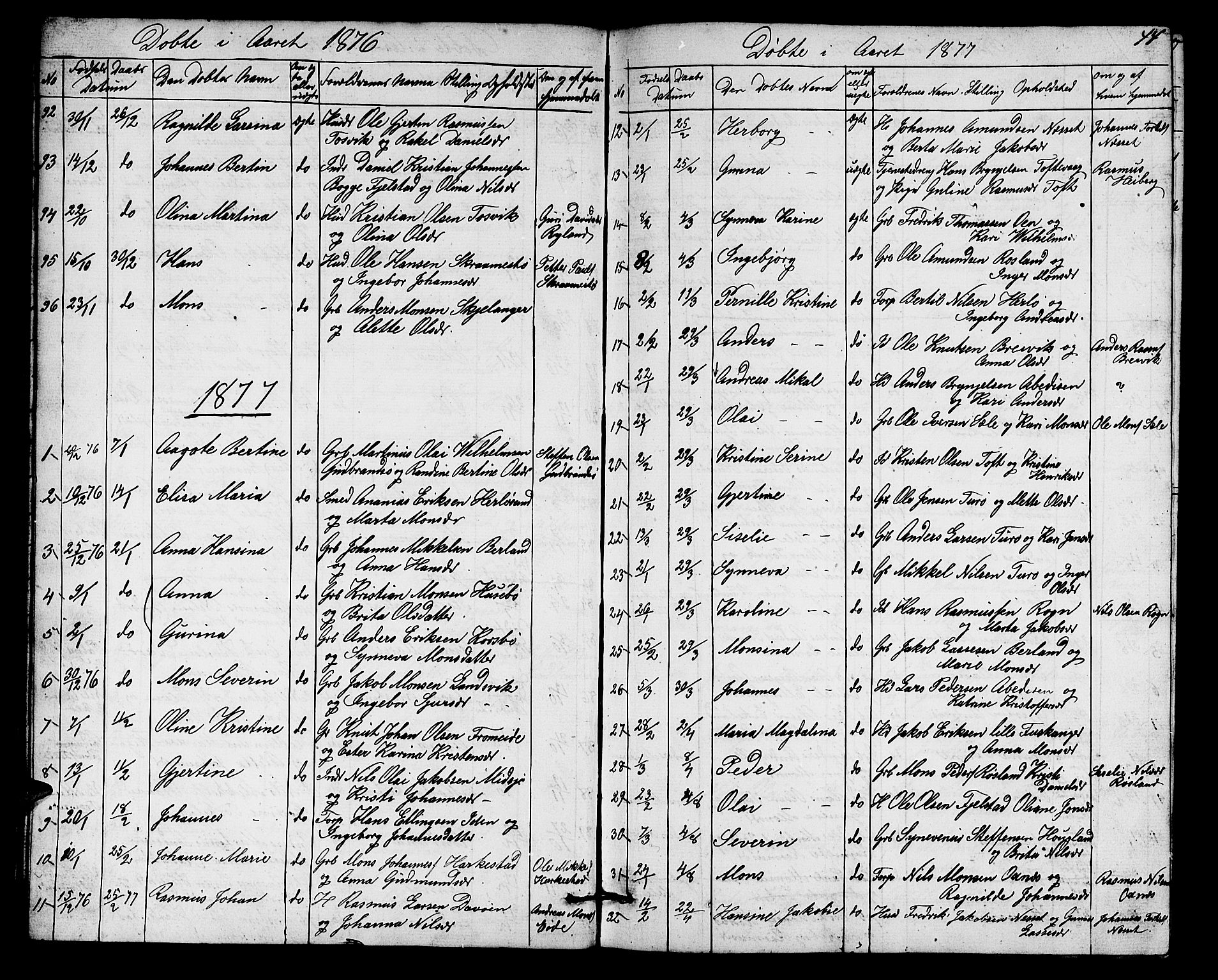 Herdla Sokneprestembete, SAB/A-75701/H/Hab: Parish register (copy) no. A 1, 1859-1880, p. 44