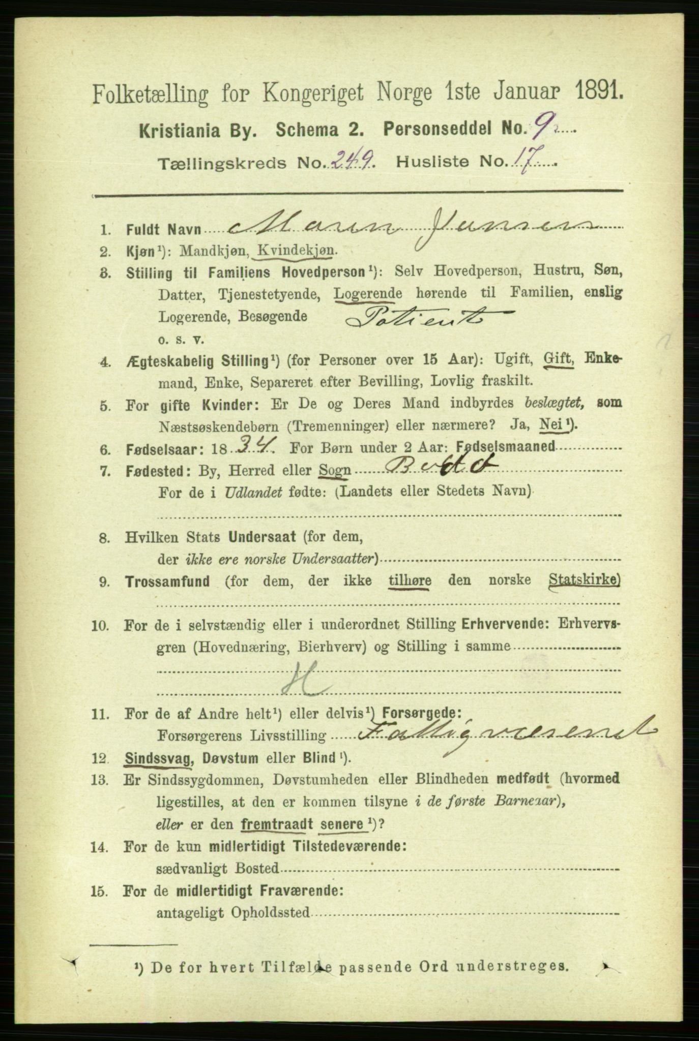 RA, 1891 census for 0301 Kristiania, 1891, p. 152660