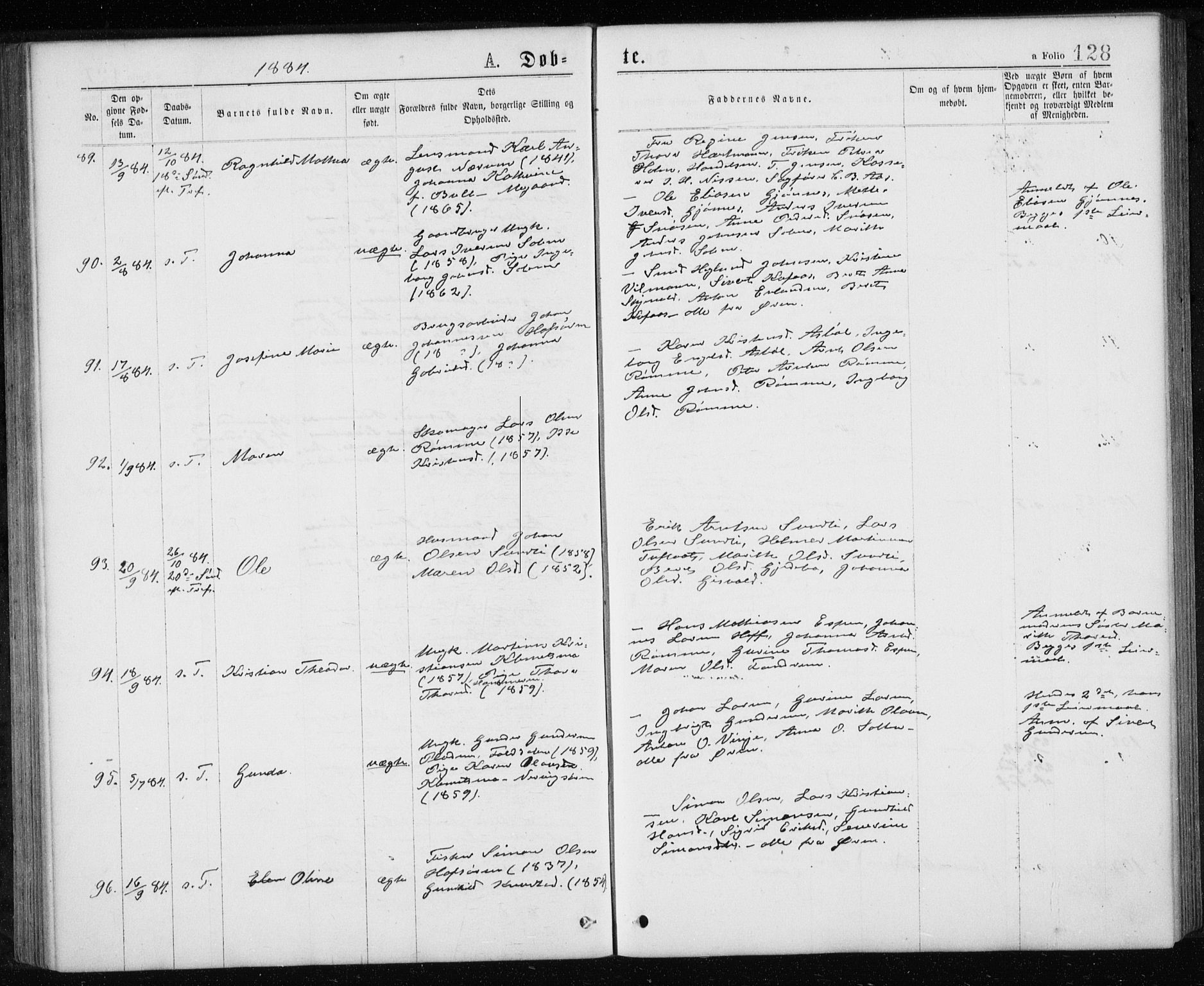 Ministerialprotokoller, klokkerbøker og fødselsregistre - Sør-Trøndelag, AV/SAT-A-1456/668/L0817: Parish register (copy) no. 668C06, 1873-1884, p. 128