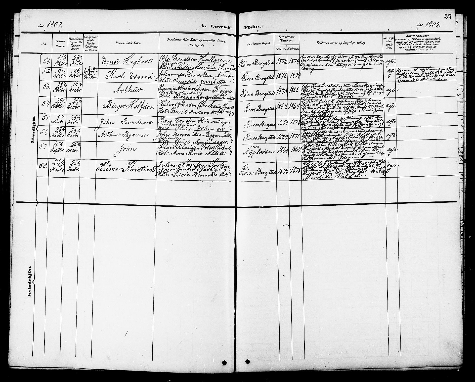 Ministerialprotokoller, klokkerbøker og fødselsregistre - Sør-Trøndelag, SAT/A-1456/681/L0941: Parish register (copy) no. 681C05, 1896-1905, p. 57