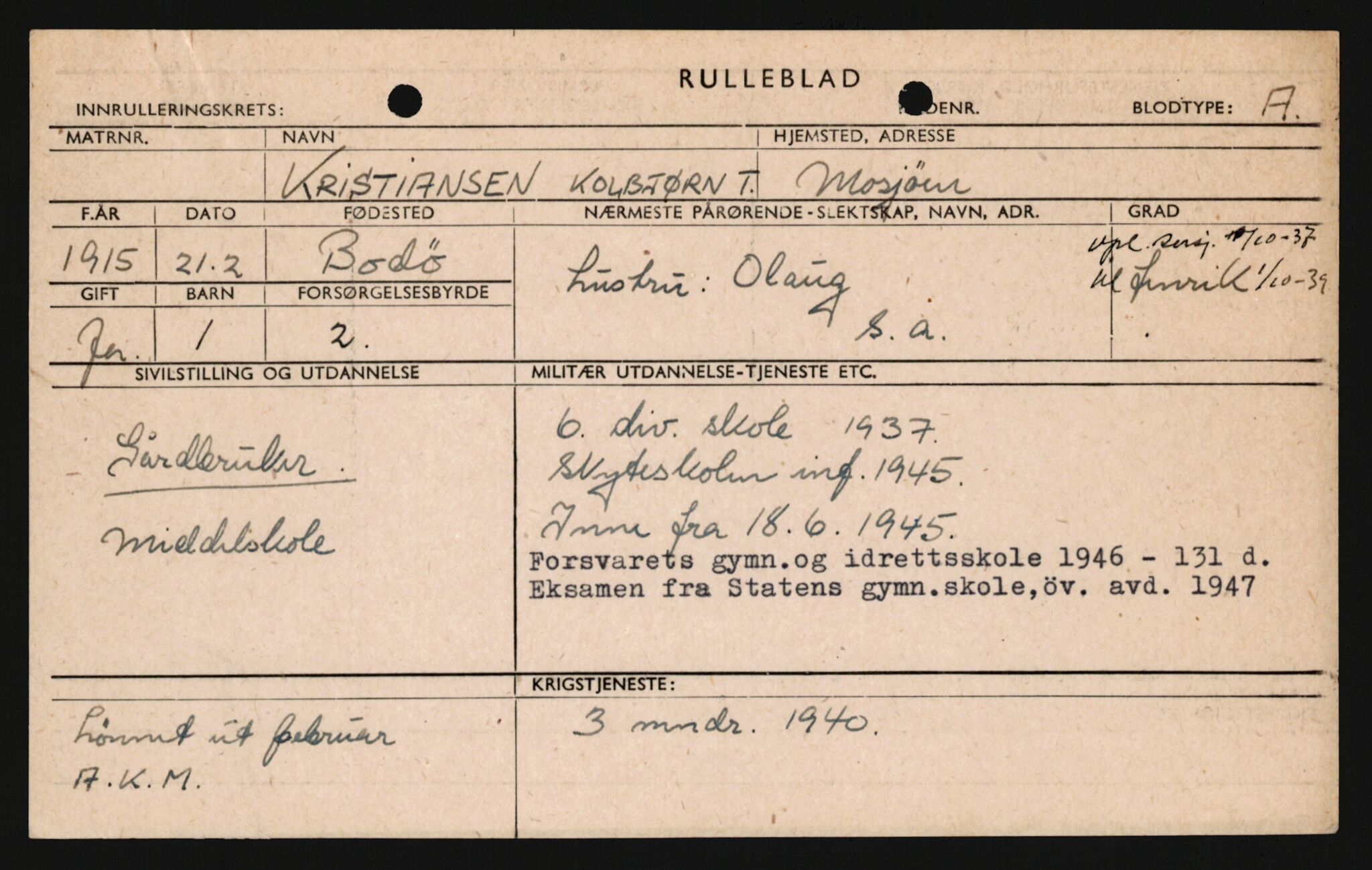 Forsvaret, Sør-Hålogaland landforsvar, AV/RA-RAFA-2552/P/Pa/L0302: Personellmapper for slettet personell, yrkesbefal og vernepliktig befal, født 1913-1916, 1932-1976, p. 324