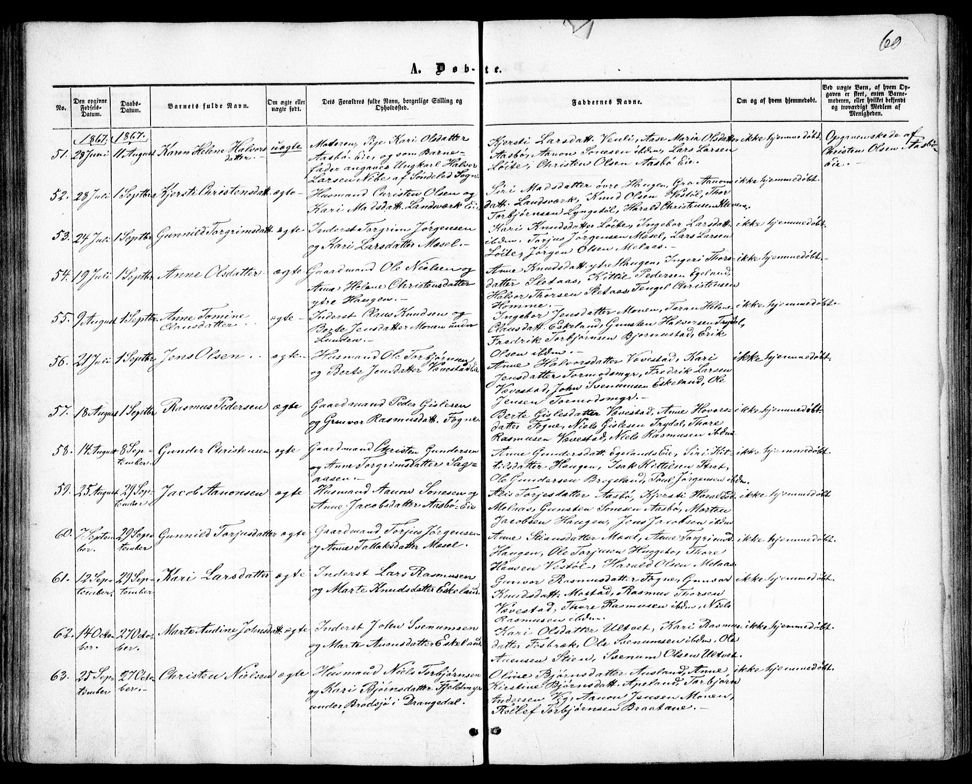 Gjerstad sokneprestkontor, AV/SAK-1111-0014/F/Fa/Faa/L0007: Parish register (official) no. A 7, 1858-1875, p. 60