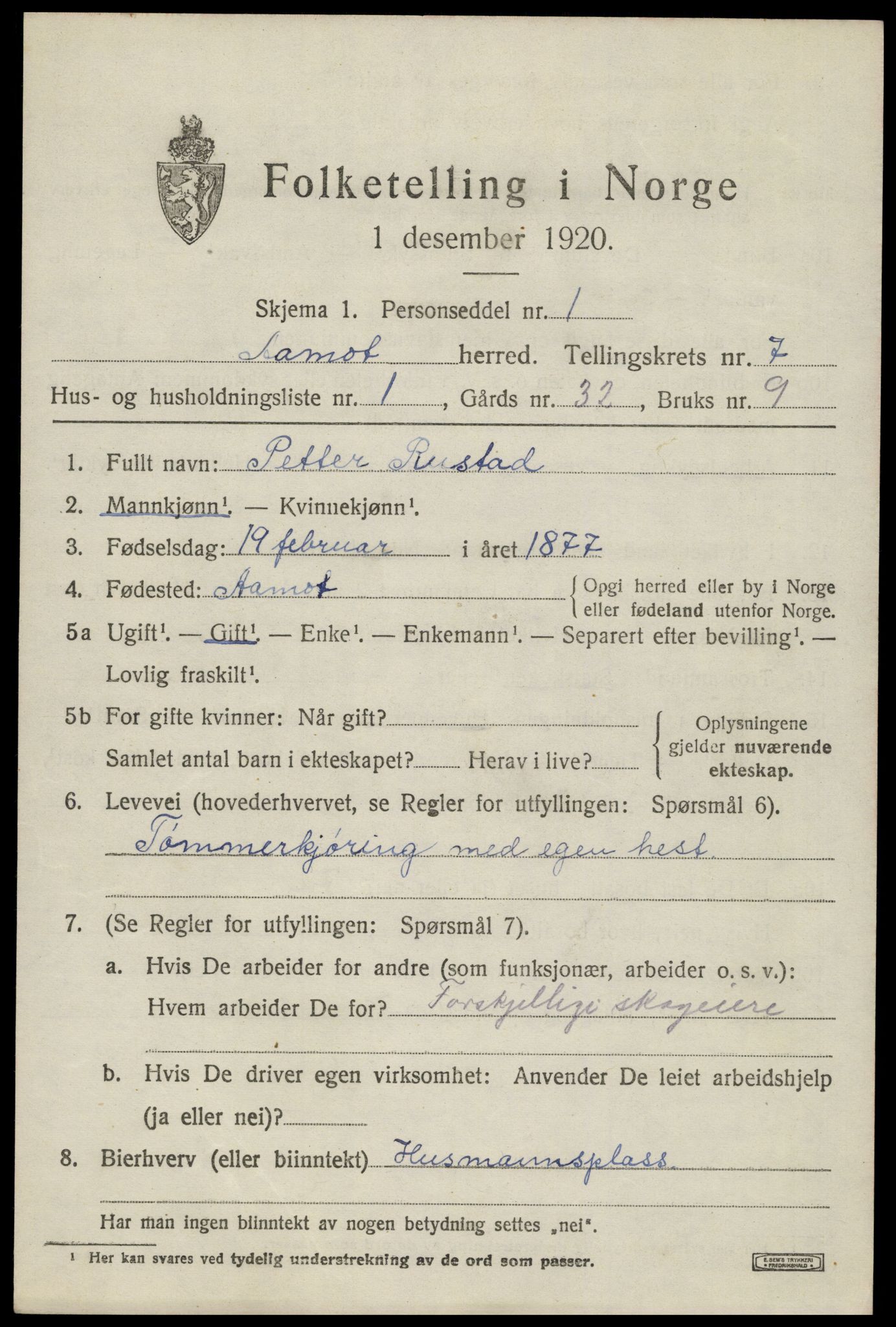 SAH, 1920 census for Åmot, 1920, p. 7653