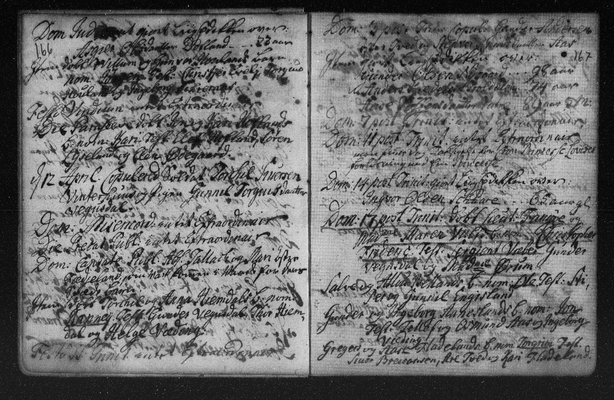 Herefoss sokneprestkontor, AV/SAK-1111-0019/F/Fa/Fab/L0001: Parish register (official) no. A 1, 1704-1779, p. 166-167