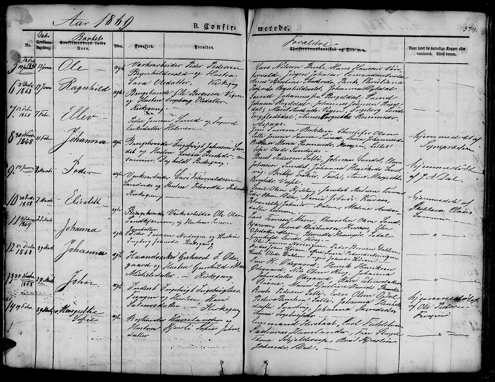 Ministerialprotokoller, klokkerbøker og fødselsregistre - Sør-Trøndelag, SAT/A-1456/681/L0938: Parish register (copy) no. 681C02, 1829-1879, p. 374