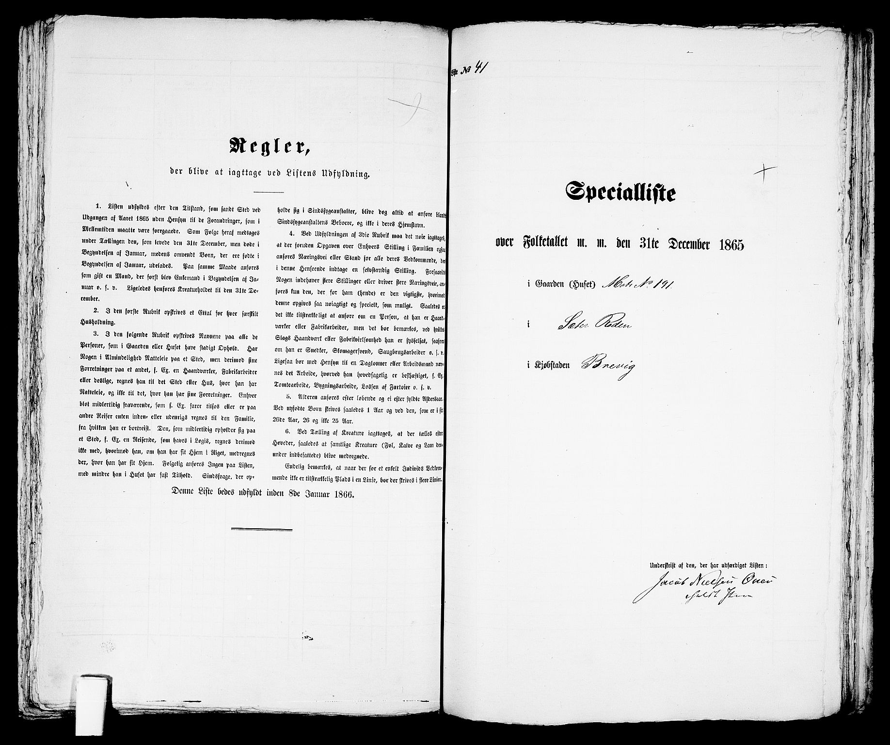 RA, 1865 census for Brevik, 1865, p. 292