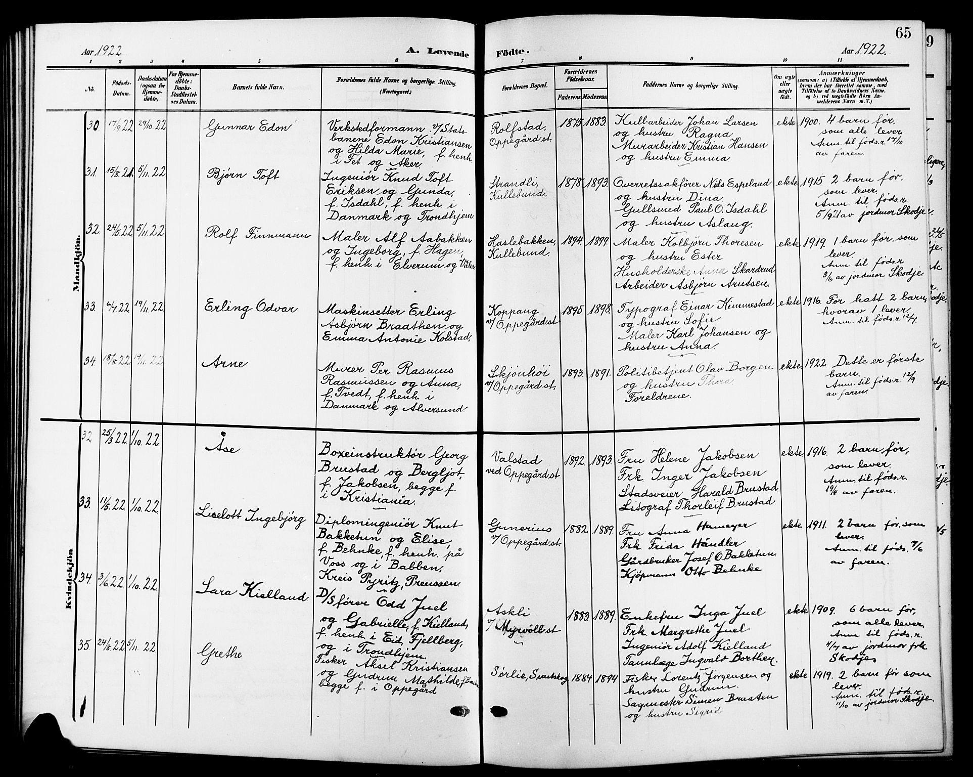 Nesodden prestekontor Kirkebøker, AV/SAO-A-10013/G/Gb/L0001: Parish register (copy) no. II 1, 1905-1924, p. 65