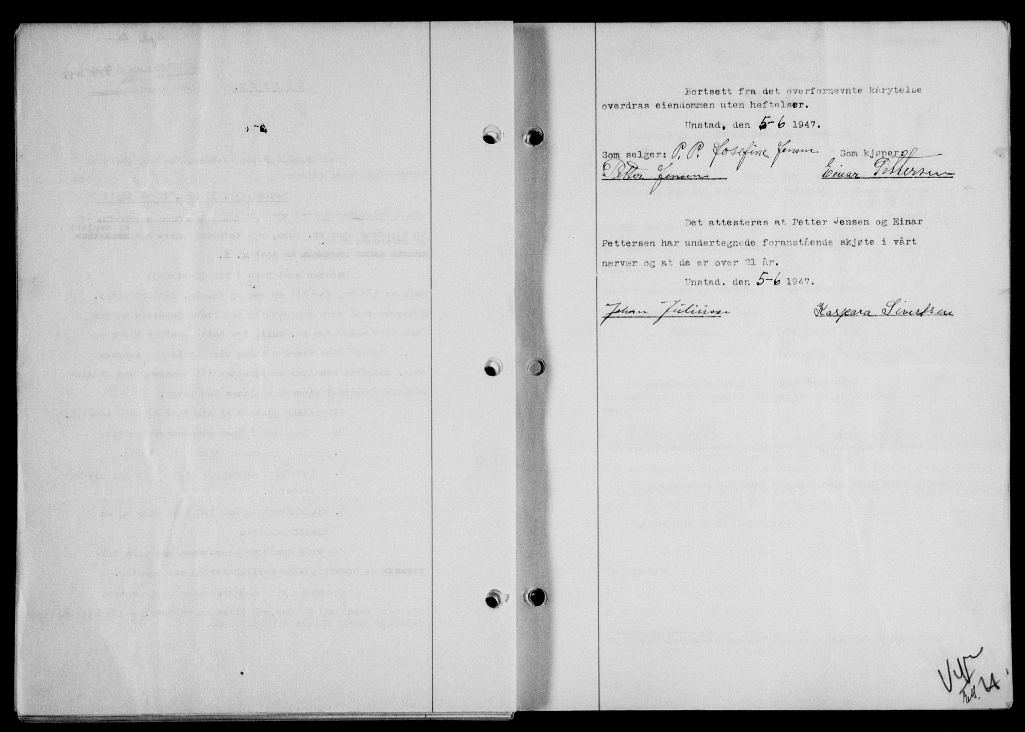 Lofoten sorenskriveri, SAT/A-0017/1/2/2C/L0016a: Mortgage book no. 16a, 1947-1947, Diary no: : 949/1947