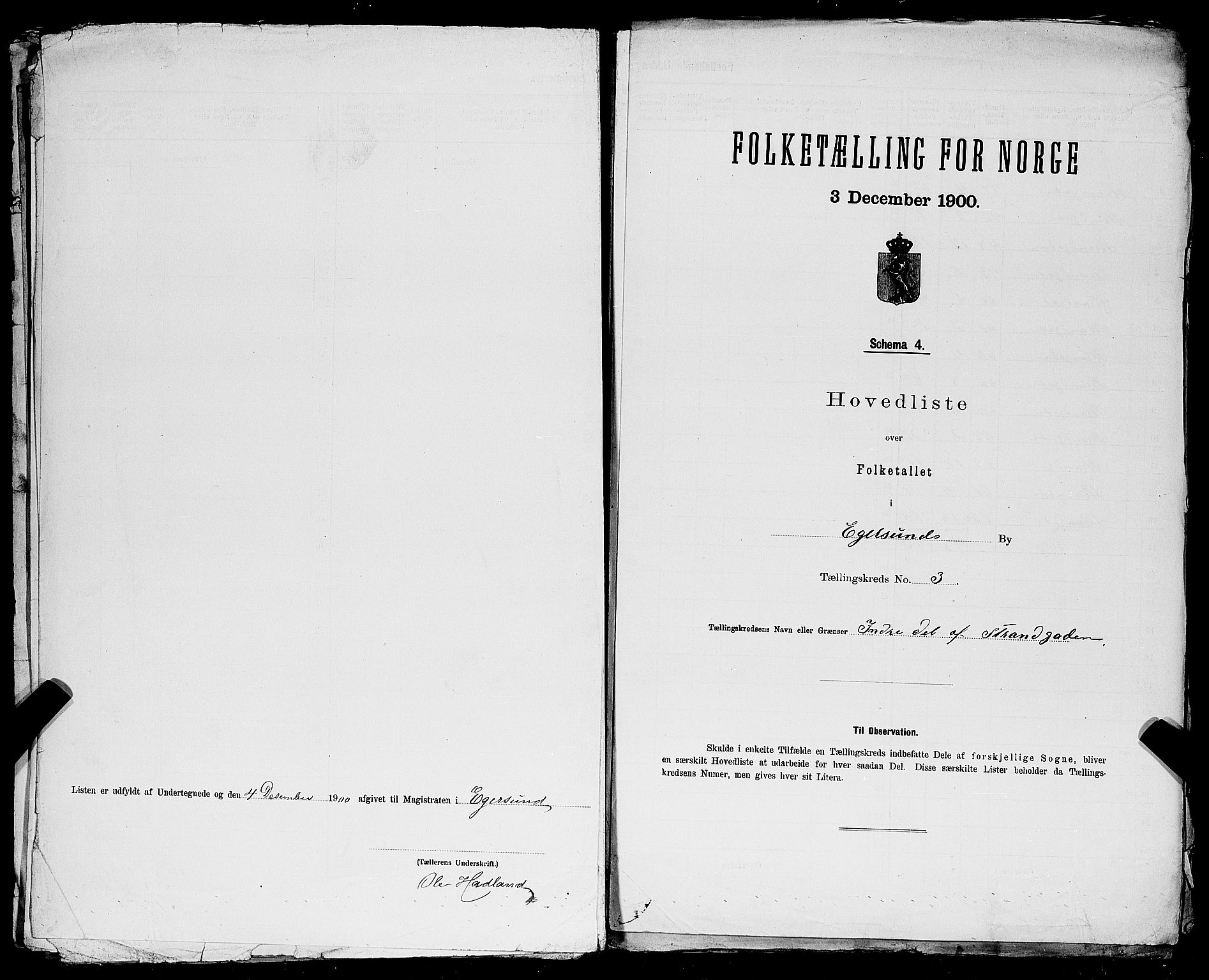 SAST, 1900 census for Egersund, 1900, p. 27