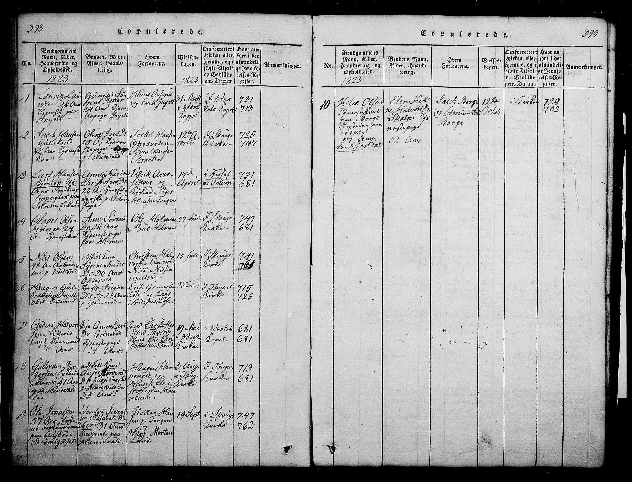 Skoger kirkebøker, SAKO/A-59/G/Ga/L0001: Parish register (copy) no. I 1, 1814-1845, p. 398-399