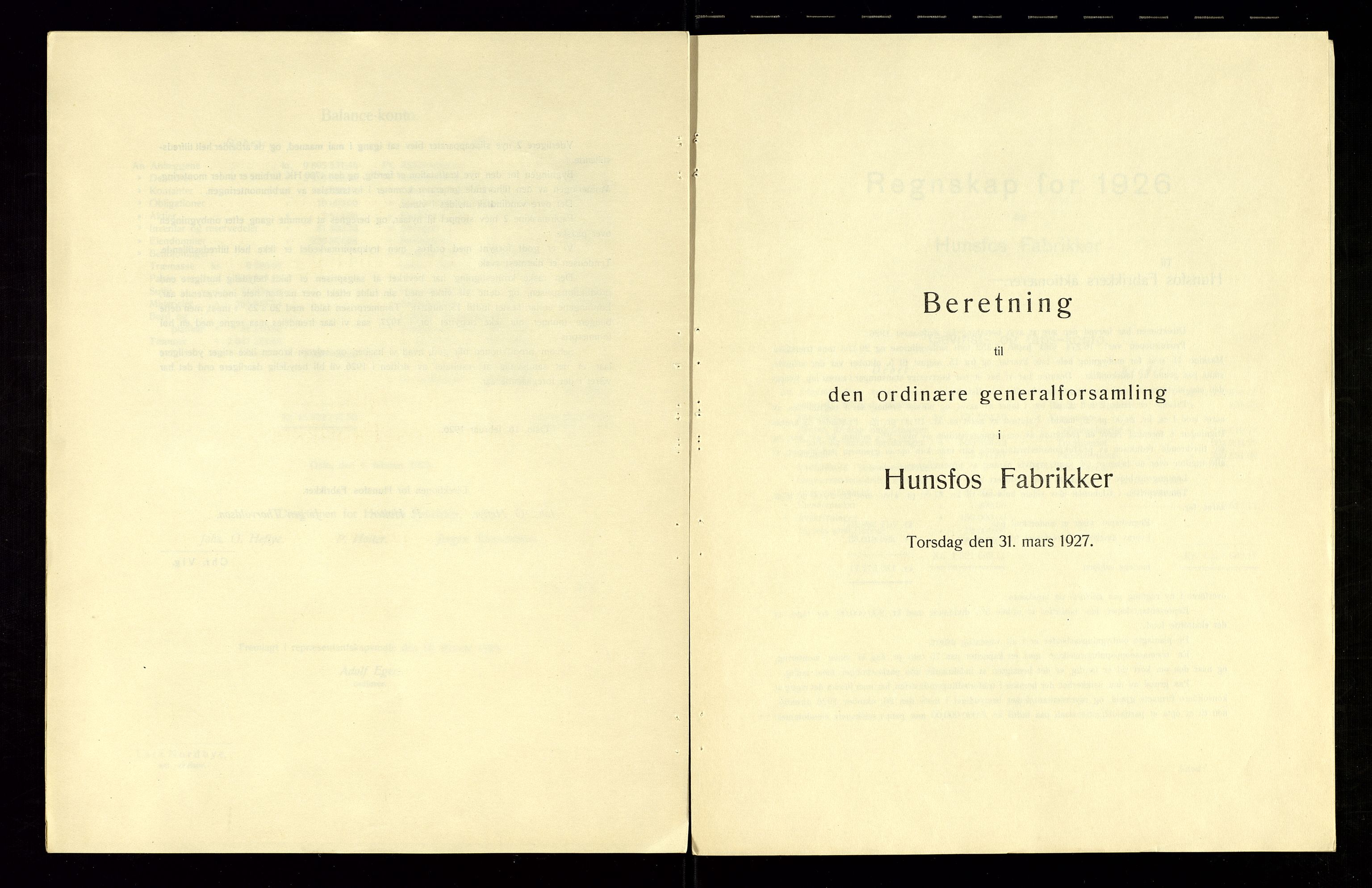 Hunsfos fabrikker, AV/SAK-D/1440/01/L0001/0003: Vedtekter, anmeldelser og årsberetninger / Årsberetninger og regnskap, 1918-1989, p. 37