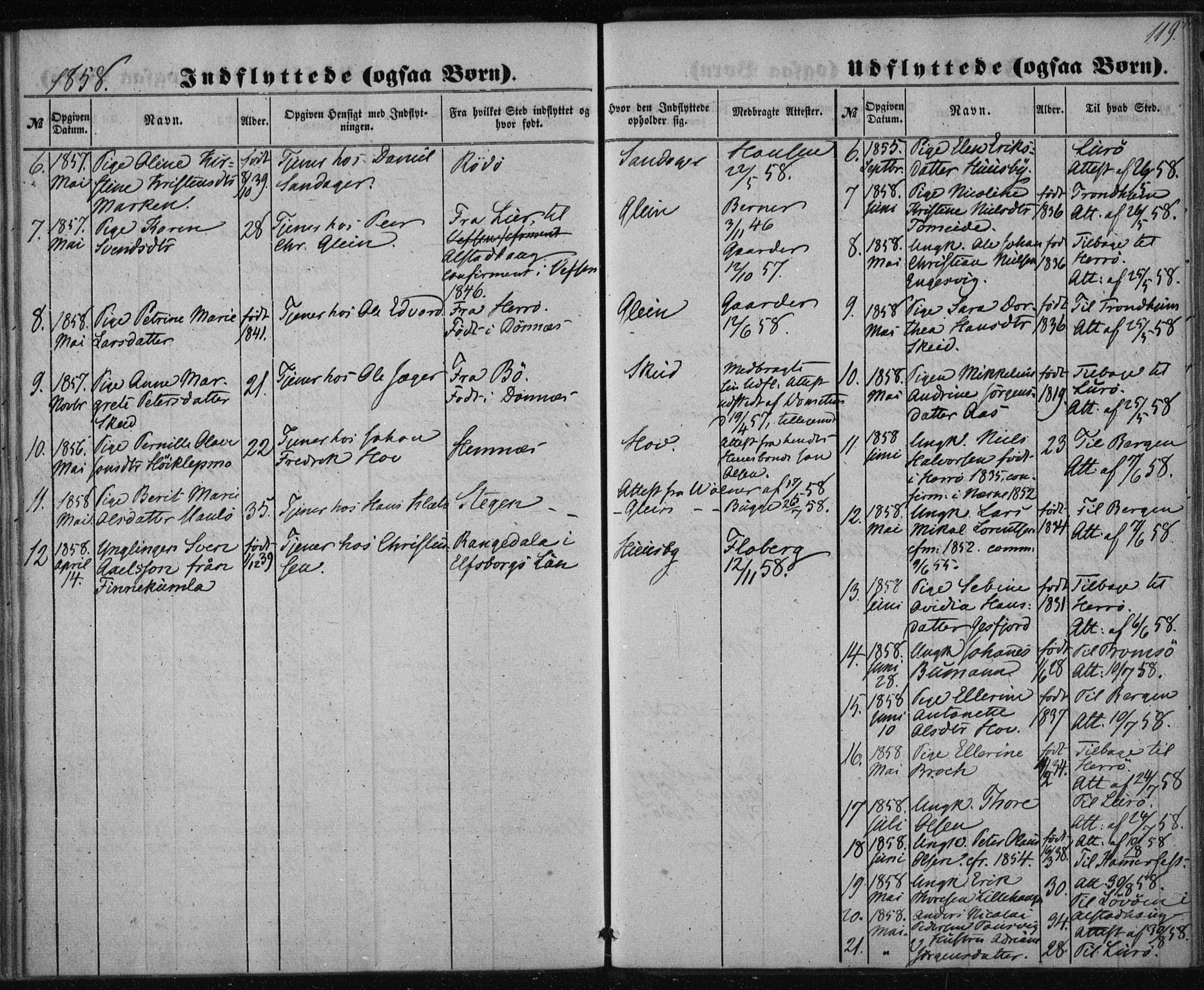 Ministerialprotokoller, klokkerbøker og fødselsregistre - Nordland, SAT/A-1459/835/L0523: Parish register (official) no. 835A01, 1855-1865, p. 119