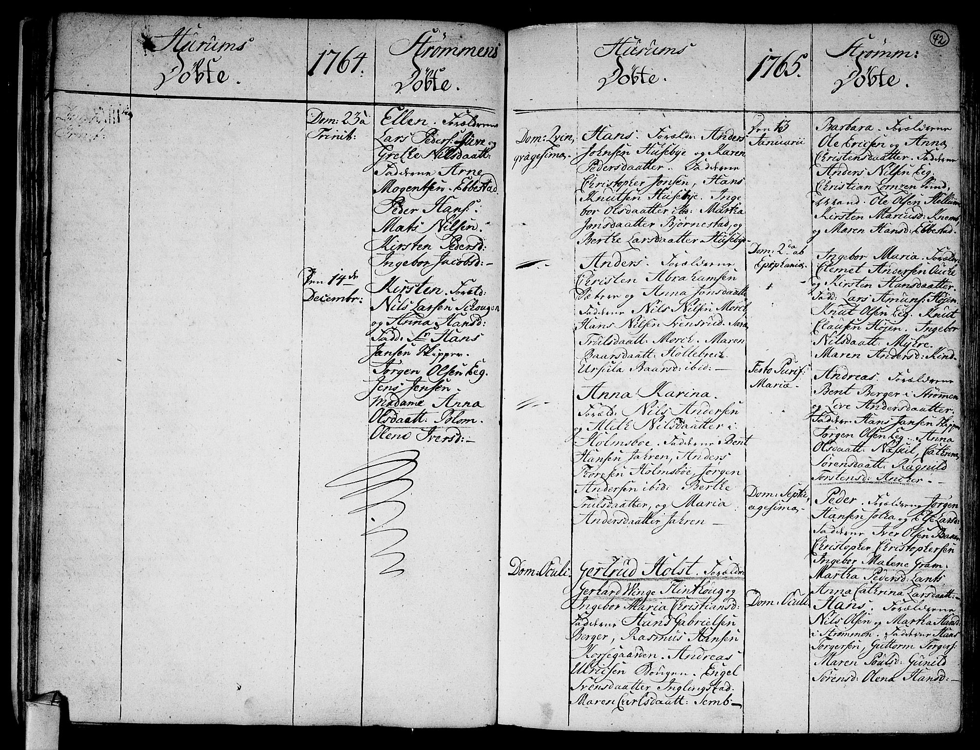 Hurum kirkebøker, SAKO/A-229/F/Fa/L0006: Parish register (official) no. 6, 1756-1770, p. 42