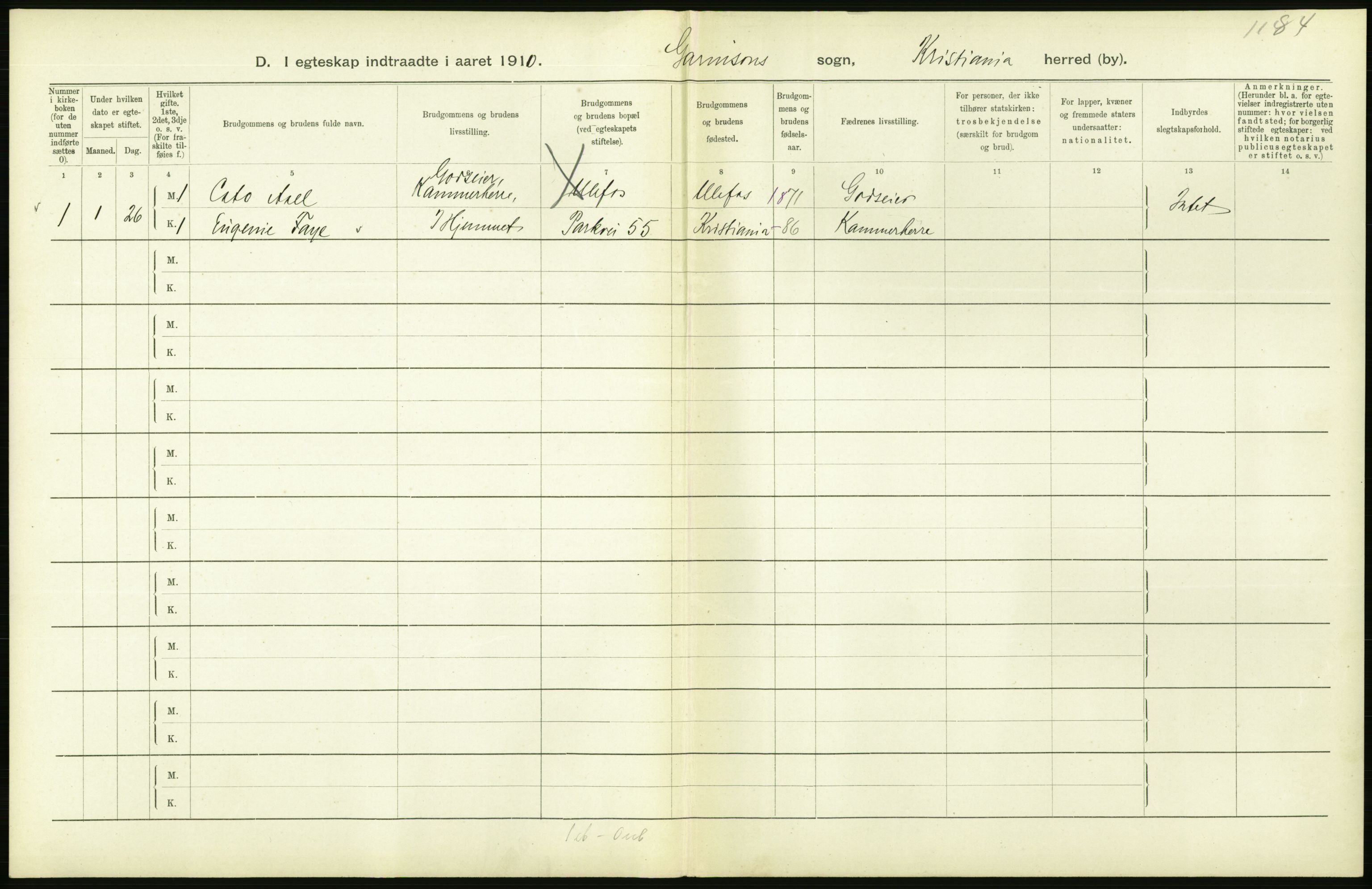 Statistisk sentralbyrå, Sosiodemografiske emner, Befolkning, AV/RA-S-2228/D/Df/Dfa/Dfah/L0009: Kristiania: Gifte og dødfødte., 1910, p. 538