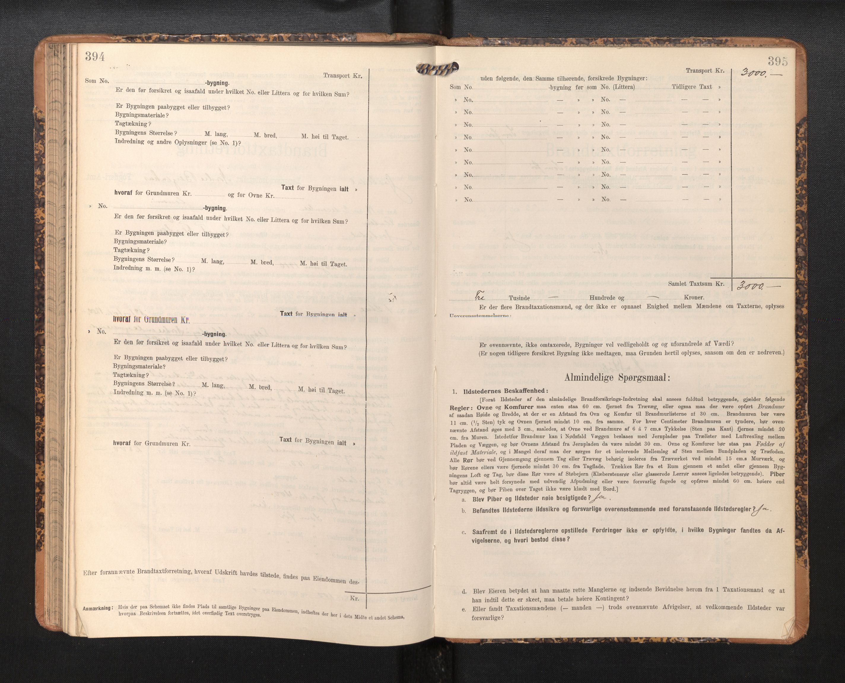 Lensmannen i Jostedal, SAB/A-28601/0012/L0004: Branntakstprotokoll, skjematakst, 1906-1919, p. 394-395