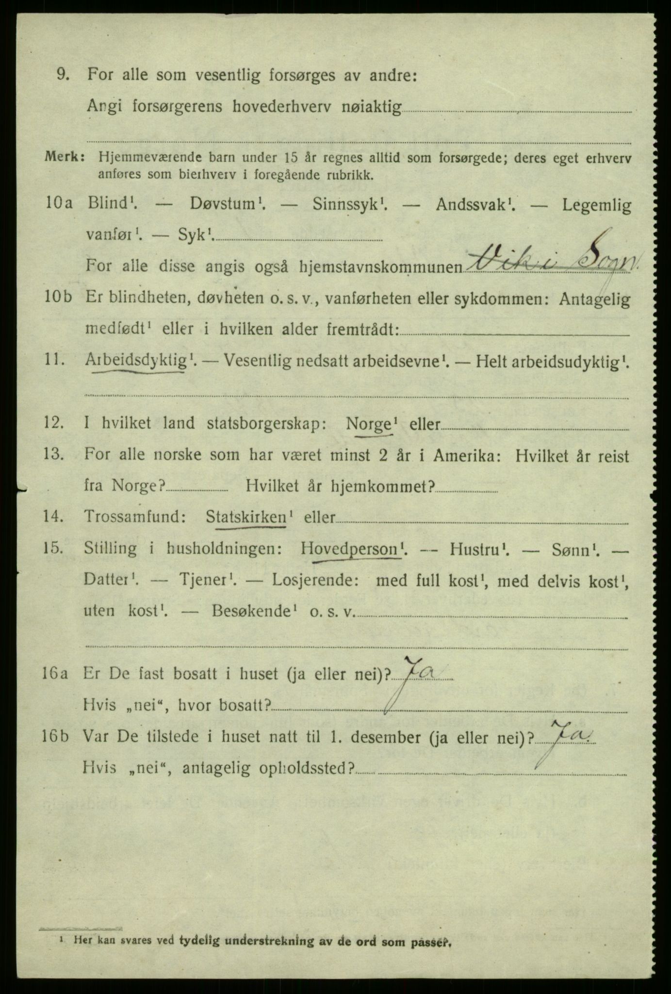 SAB, 1920 census for Vik, 1920, p. 4396