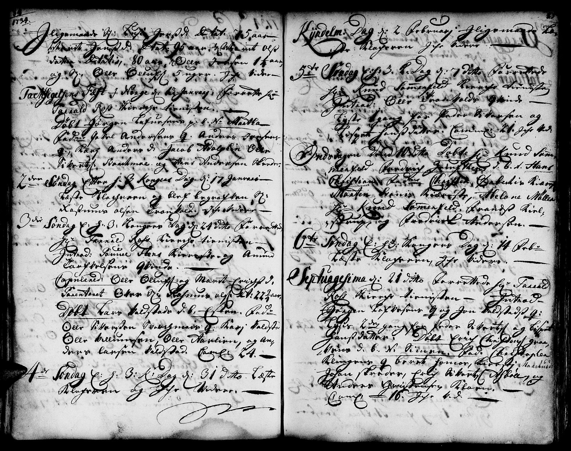 Ministerialprotokoller, klokkerbøker og fødselsregistre - Sør-Trøndelag, SAT/A-1456/671/L0839: Parish register (official) no. 671A01, 1730-1755, p. 84-85