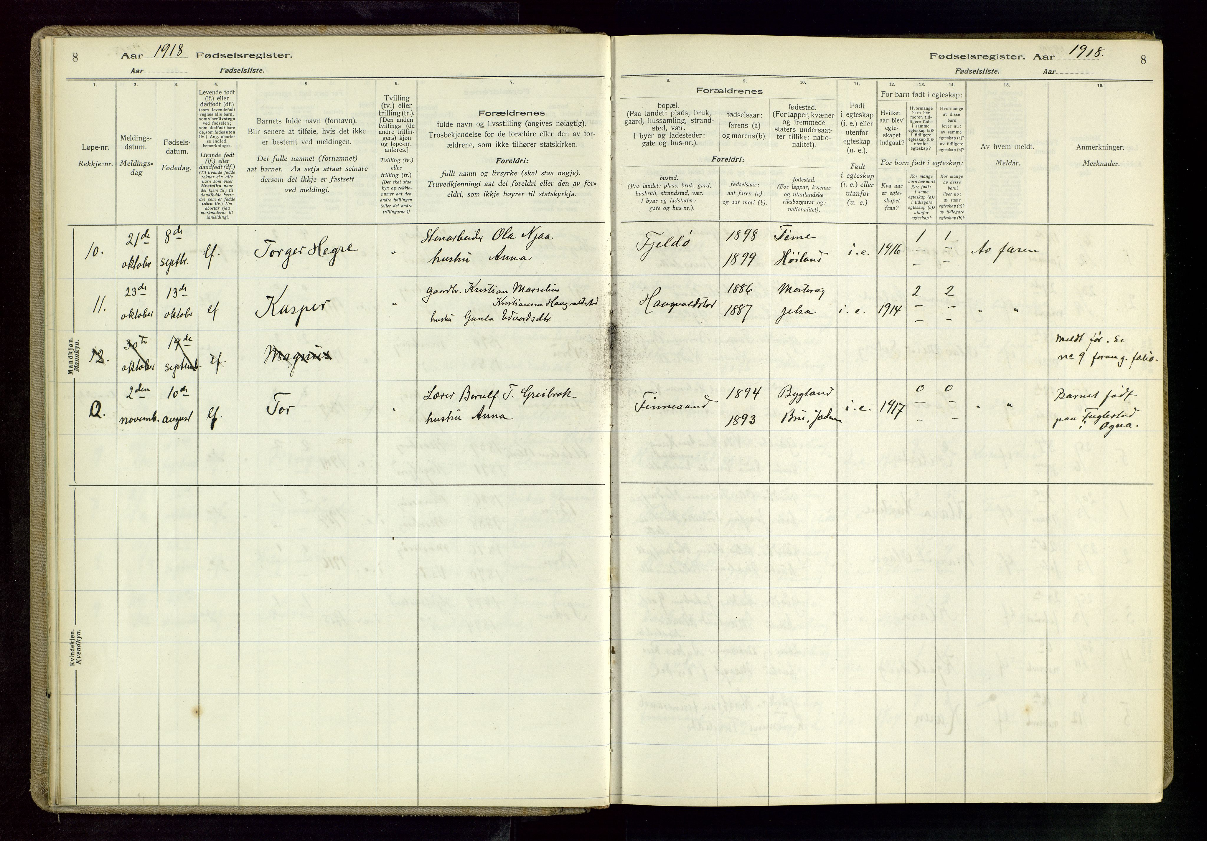 Rennesøy sokneprestkontor, AV/SAST-A -101827/I/Id/L0002: Birth register no. 2, 1916-1982, p. 8