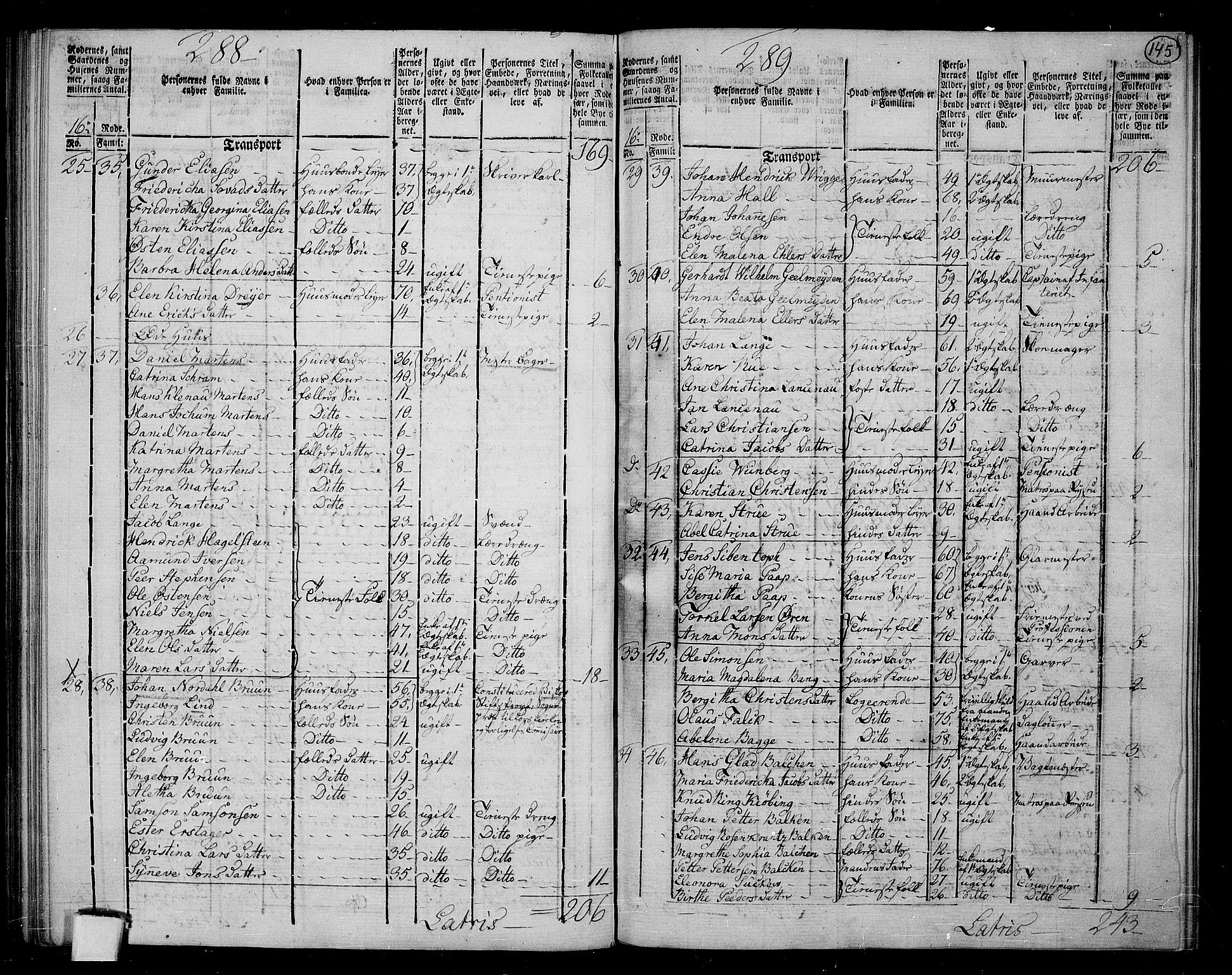 RA, 1801 census for 1301 Bergen, 1801, p. 144b-145a