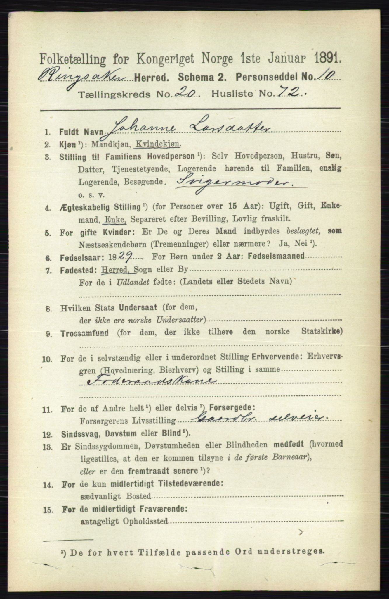 RA, 1891 census for 0412 Ringsaker, 1891, p. 11573