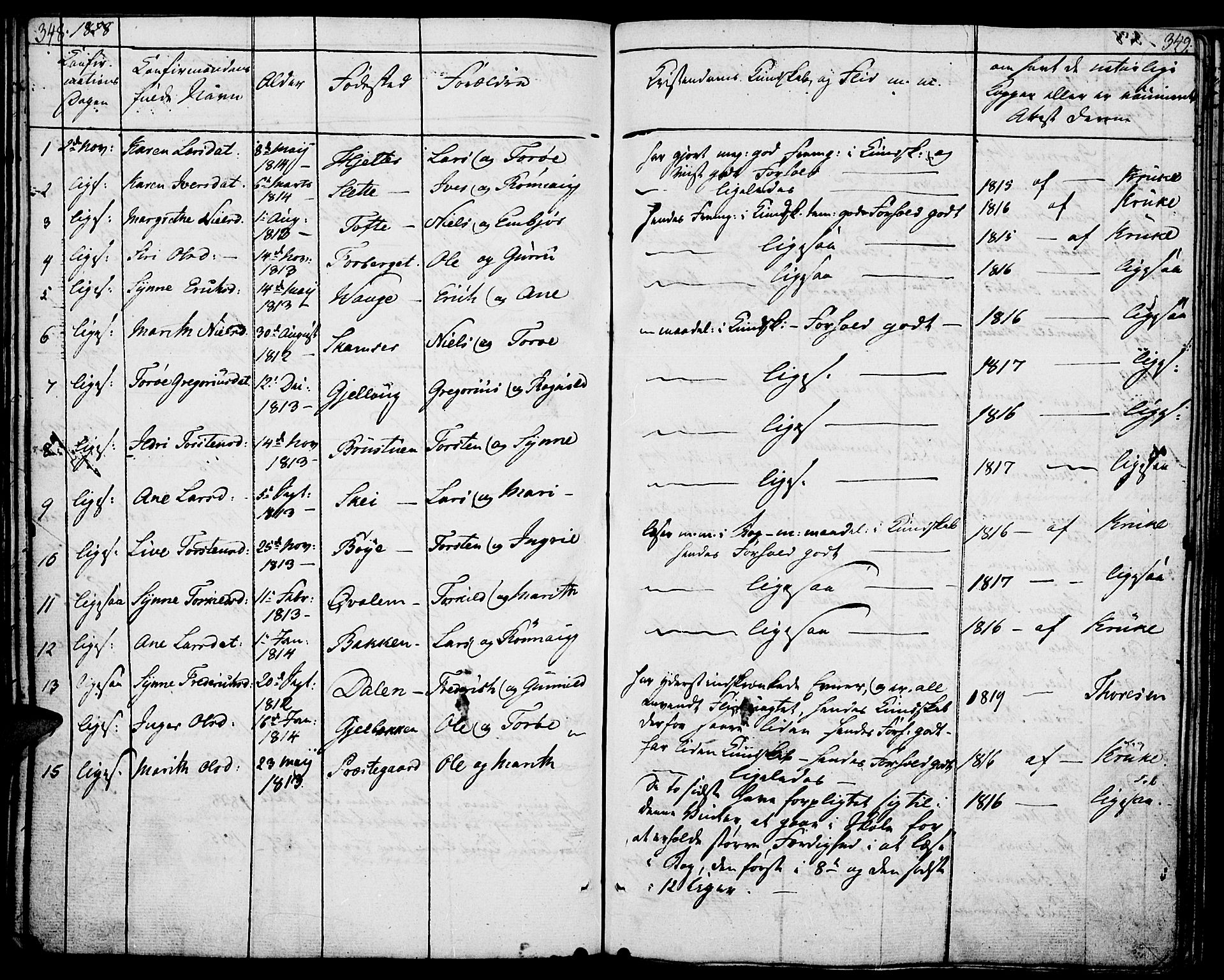 Lom prestekontor, AV/SAH-PREST-070/K/L0005: Parish register (official) no. 5, 1825-1837, p. 348-349