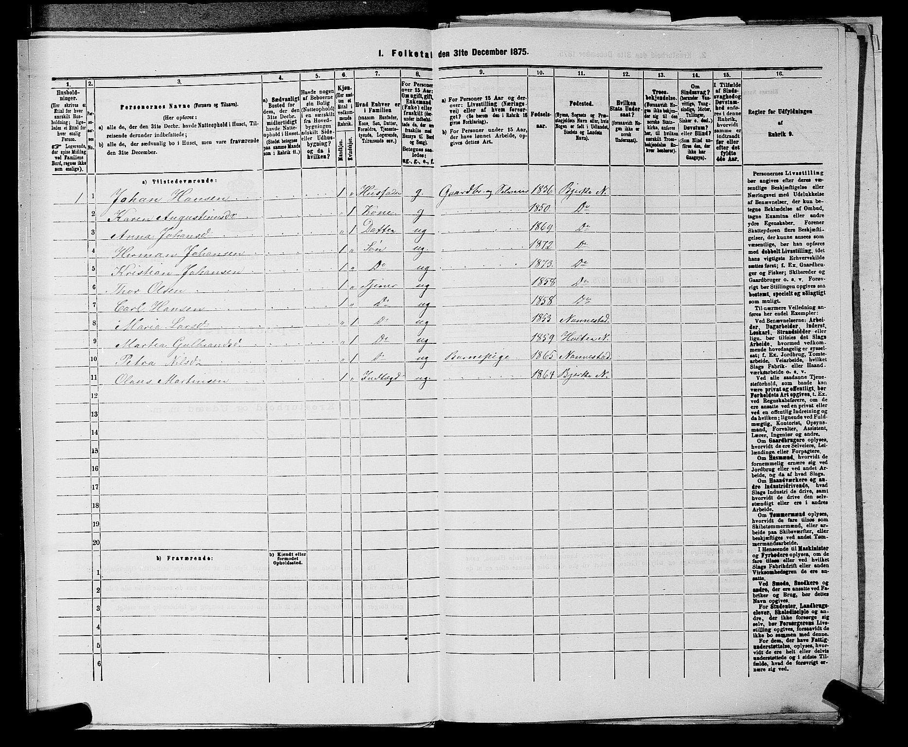 RA, 1875 census for 0238P Nannestad, 1875, p. 173