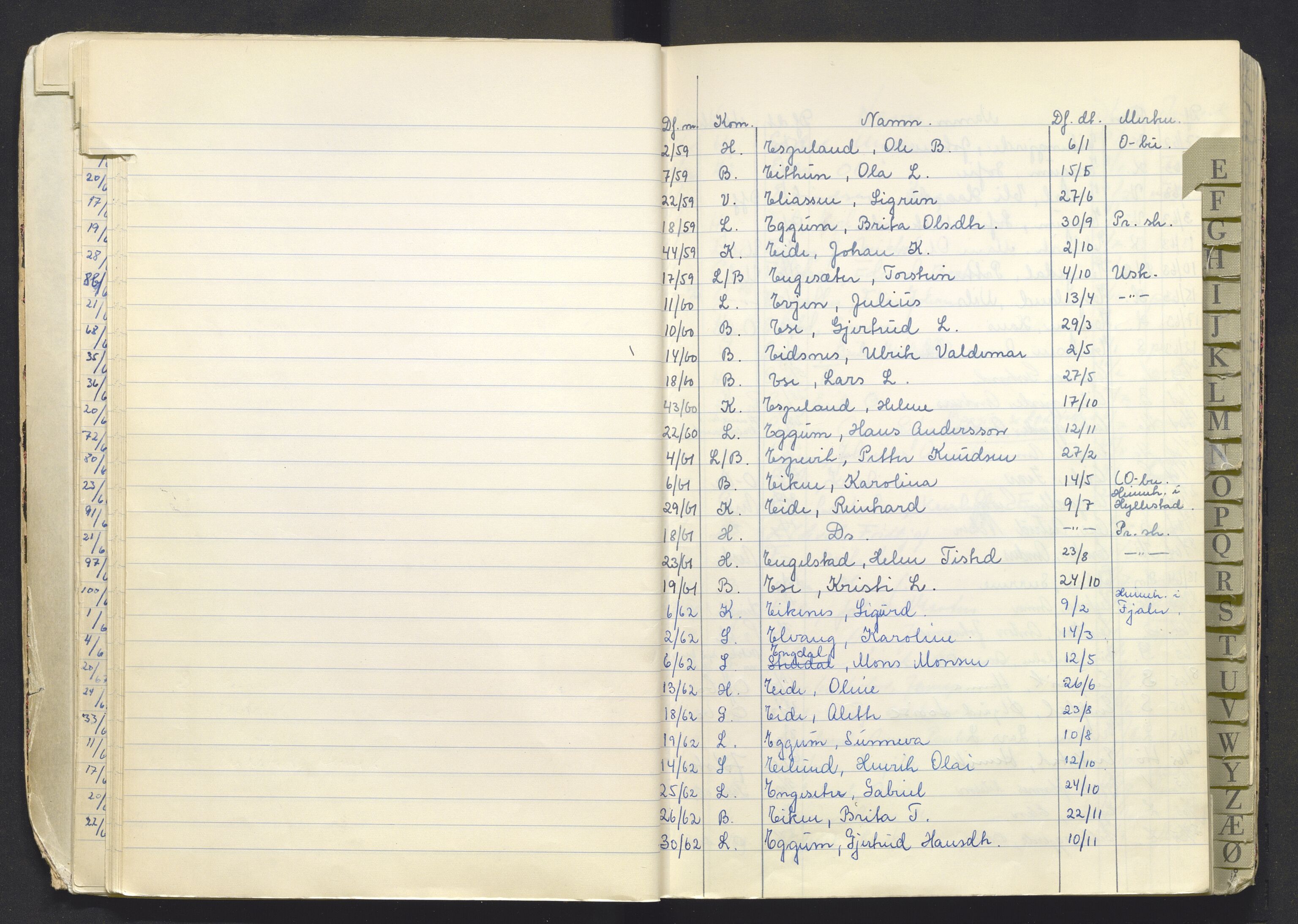 Ytre Sogn tingrett, AV/SAB-A-2601/1/H/Hh/L0003: Dødsfallsregister, 1959-1972