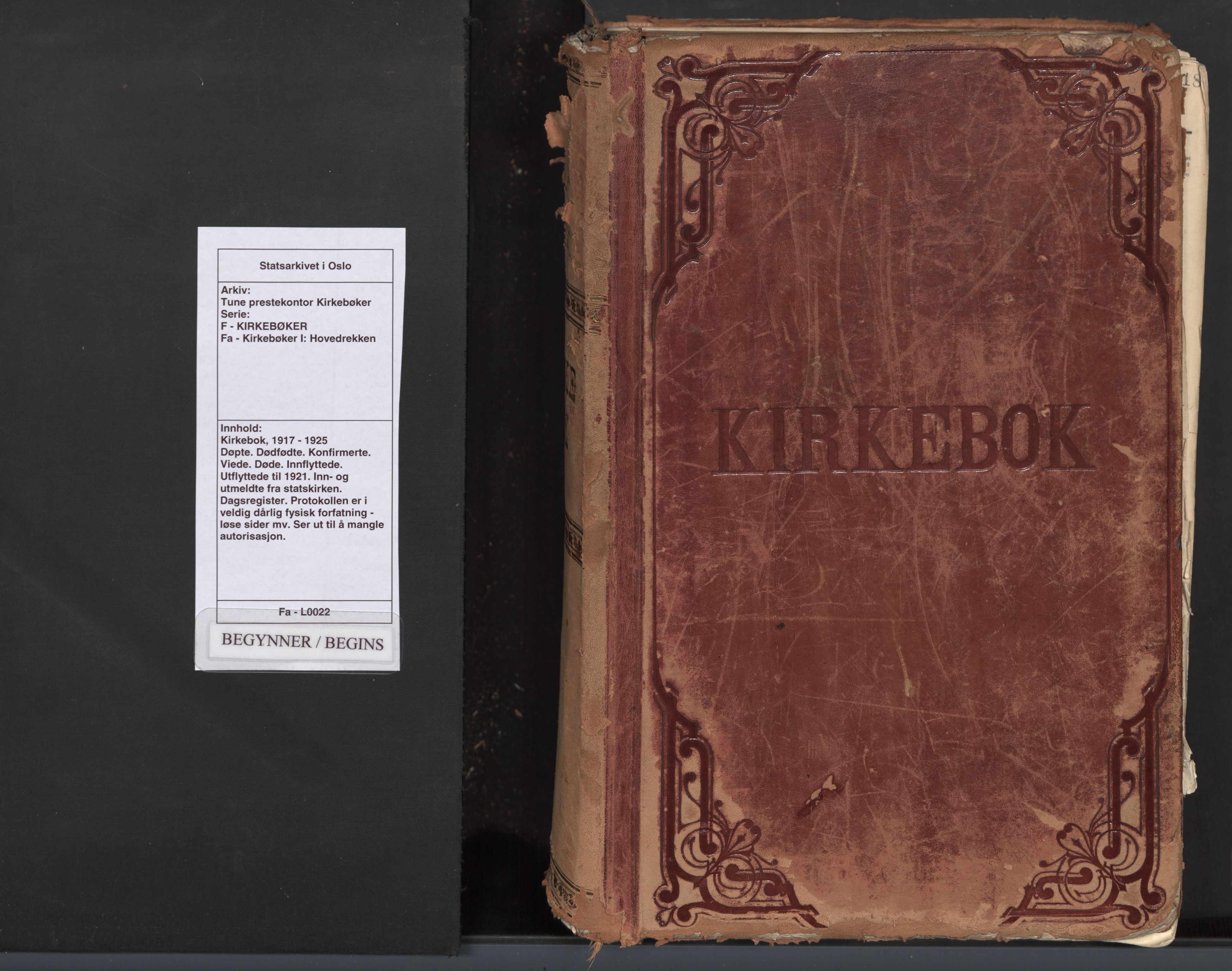 Tune prestekontor Kirkebøker, SAO/A-2007/F/Fa: Parish register (official) no. 22, 1917-1925