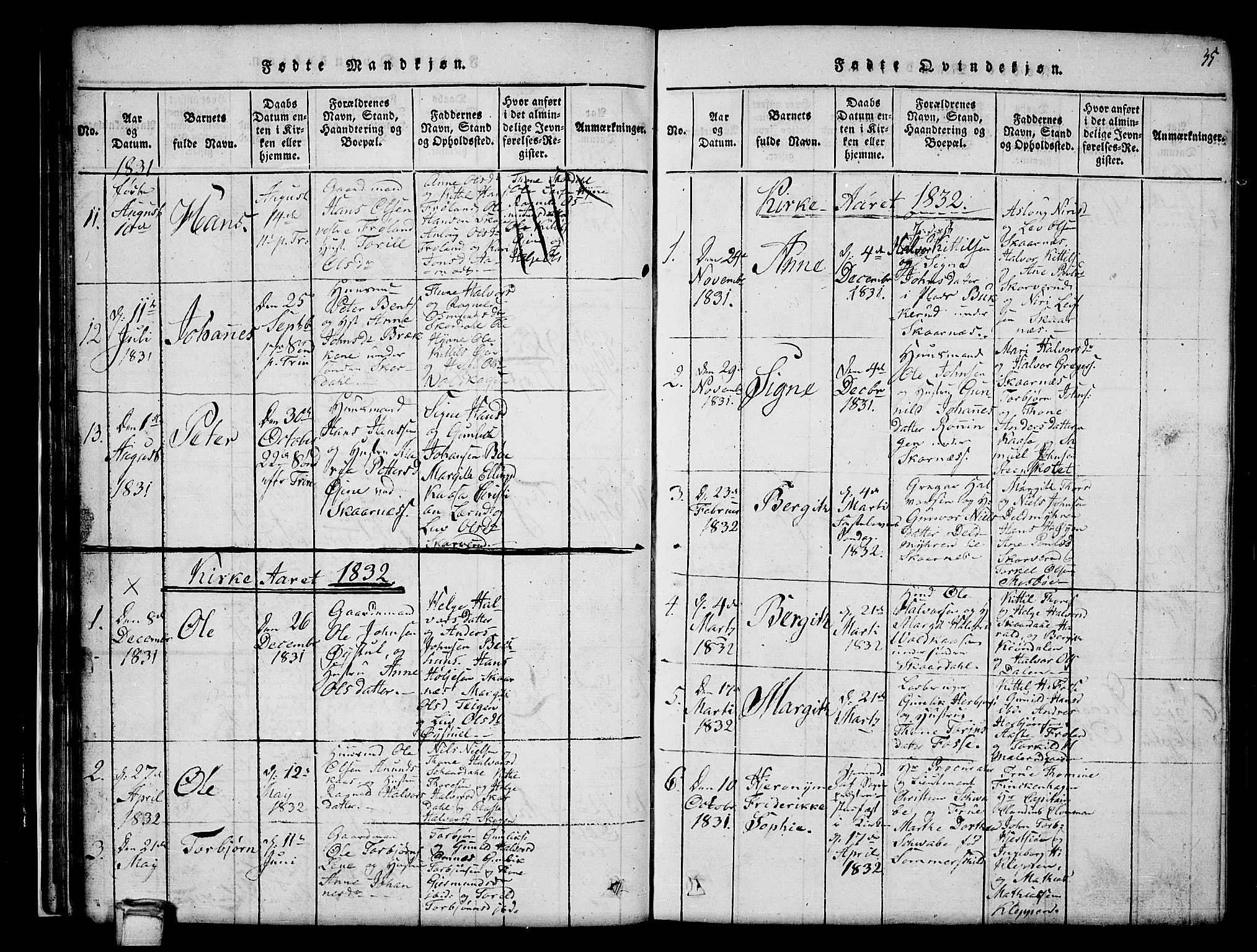 Hjartdal kirkebøker, SAKO/A-270/G/Gb/L0001: Parish register (copy) no. II 1, 1815-1842, p. 35